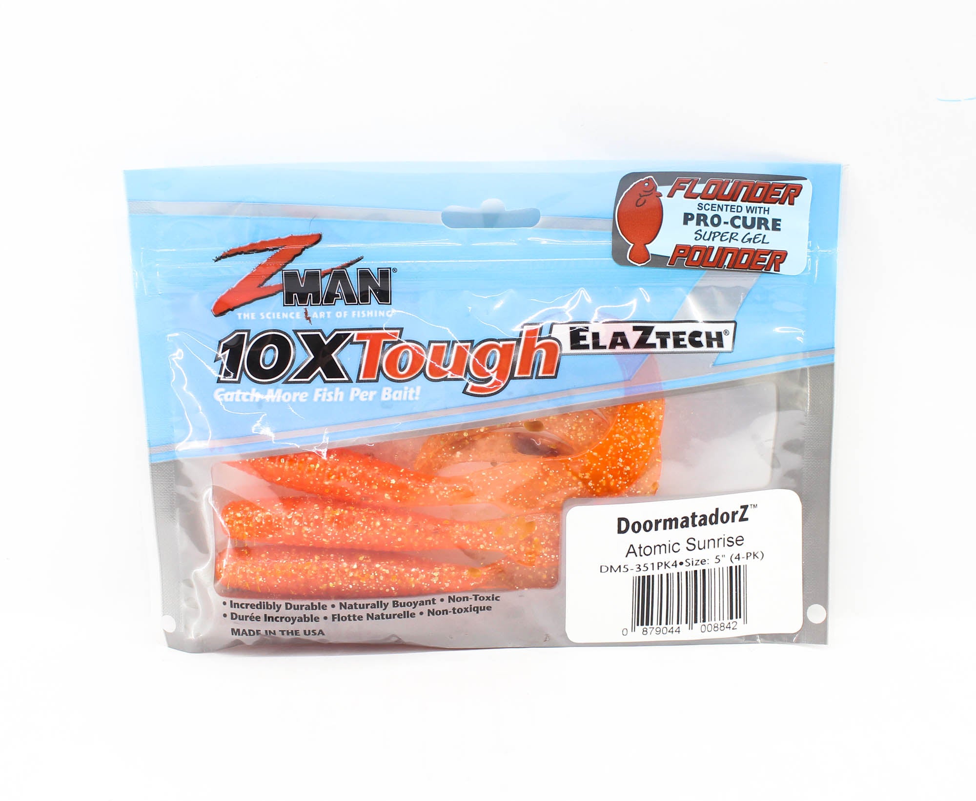 Zman Soft Lure DoormatadorZ 5 Inch 4/Pack Atomic Sunrise (8842)