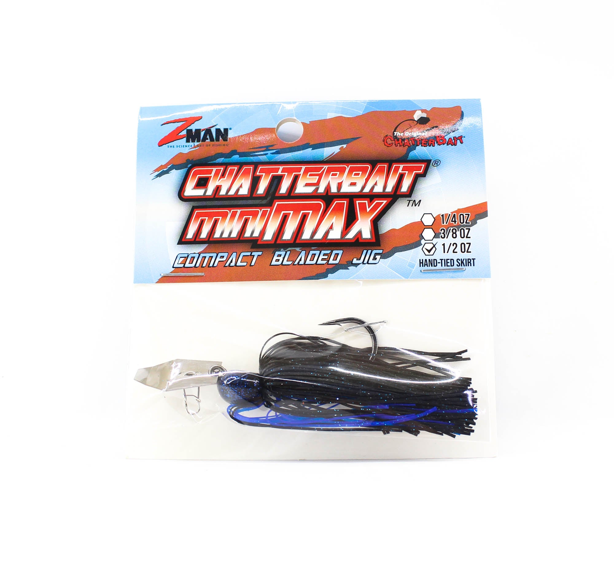 Zman Chatterbait Mini Max Sinking Lure 1/2 Oz Black Blue (8958)