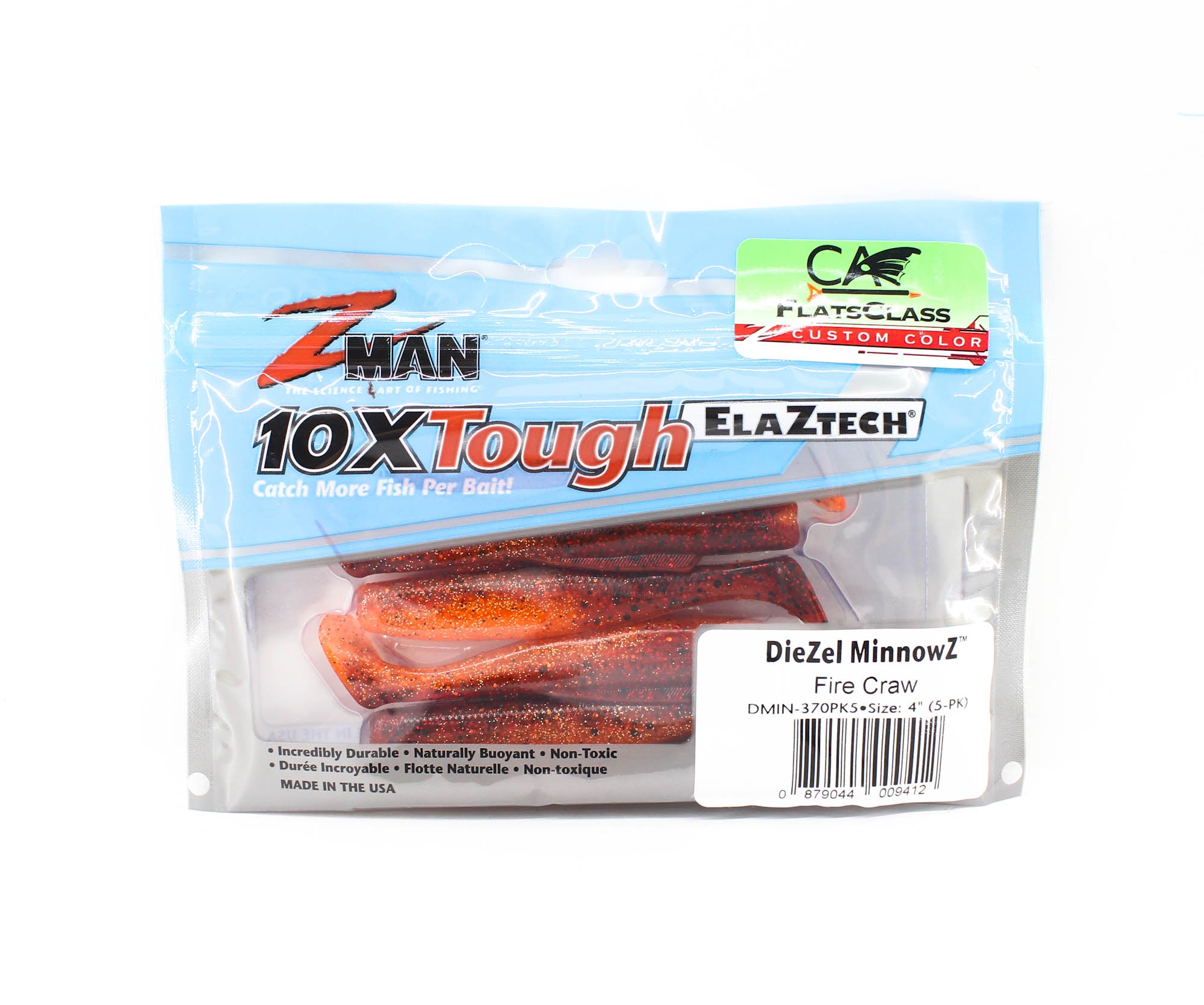 Zman Soft Lure Diezel MinnowZ 4 Inch 5/Pack Fire Craw (9412)