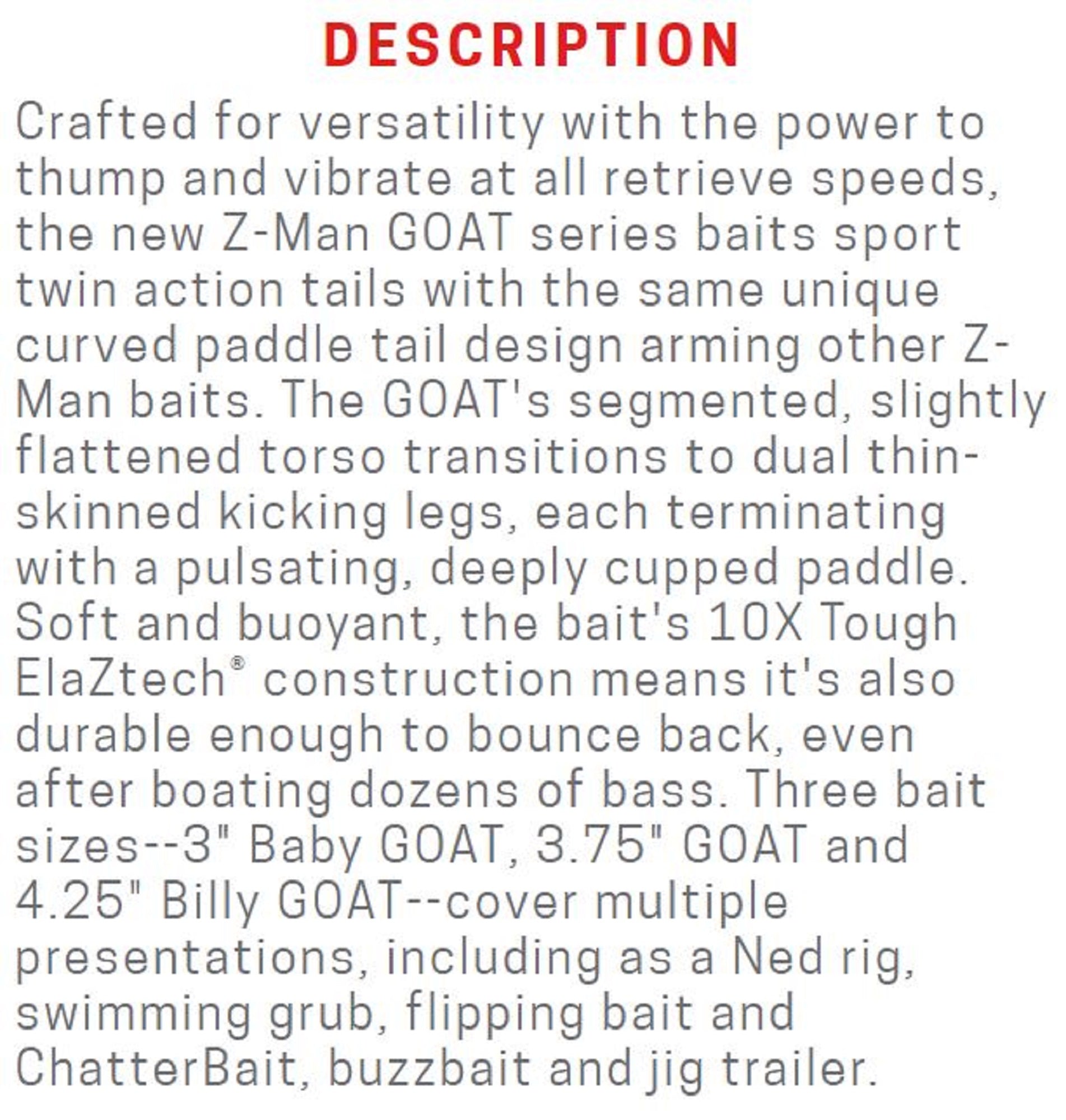 Zman Soft Lure Baby Goat 3 Inch 6/Pack Fire Craw (9436)