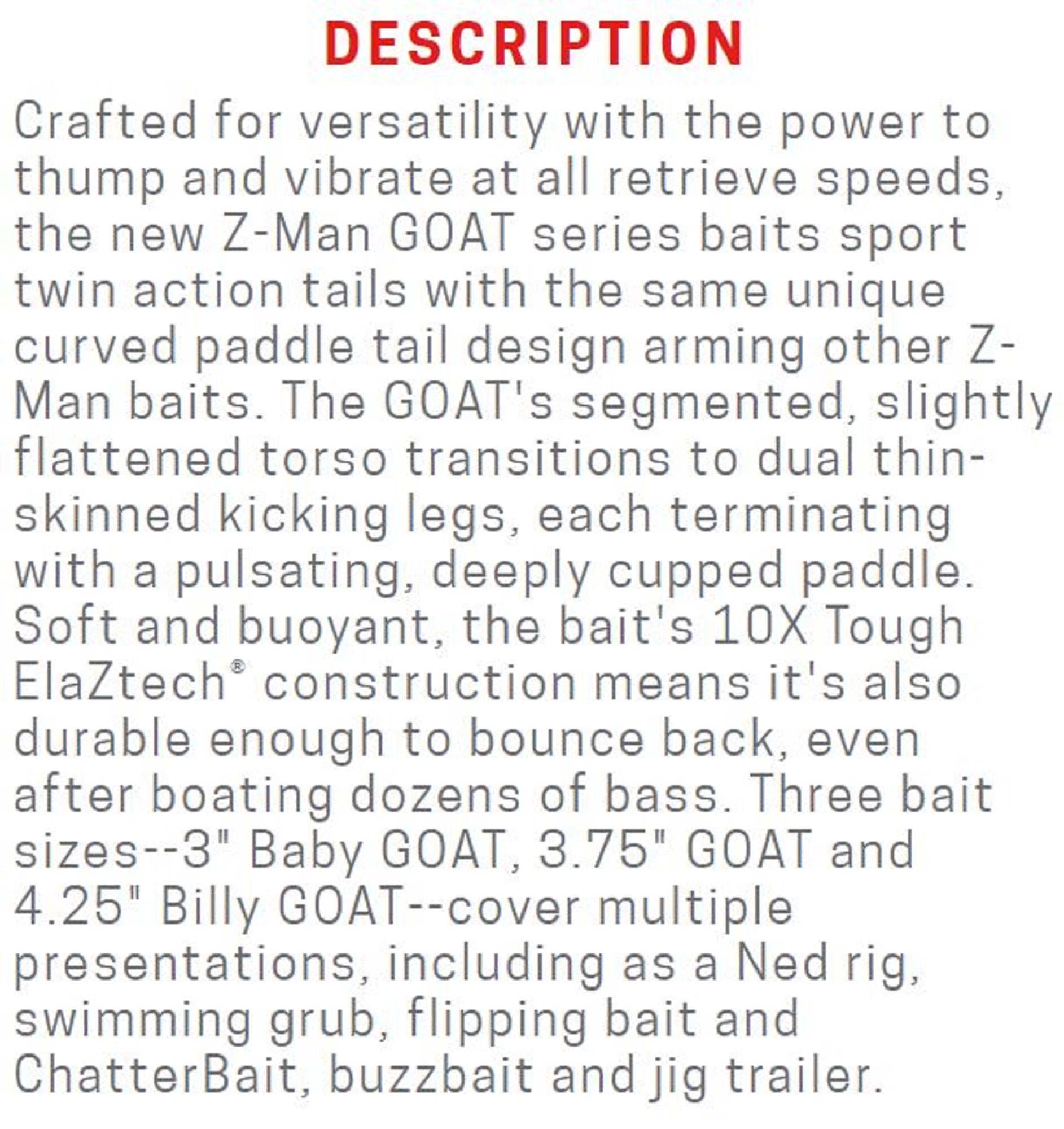 Zman Soft Lure Goat 3.75 Inch 4/Pack Fire Craw (9443)