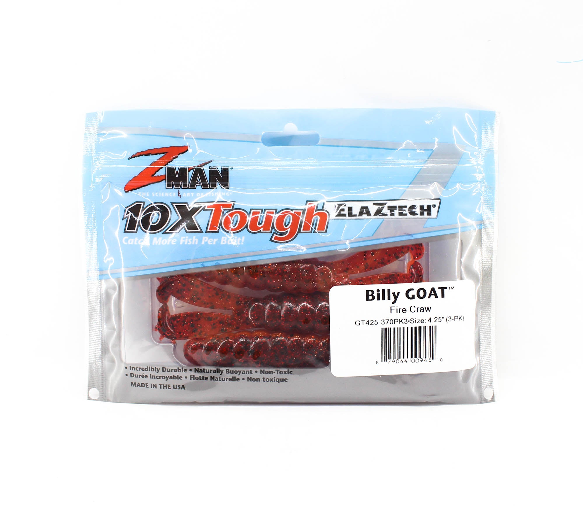 Zman Soft Lure Billy Goat 4.25 Inch 3/Pack Fire Craw (9450)