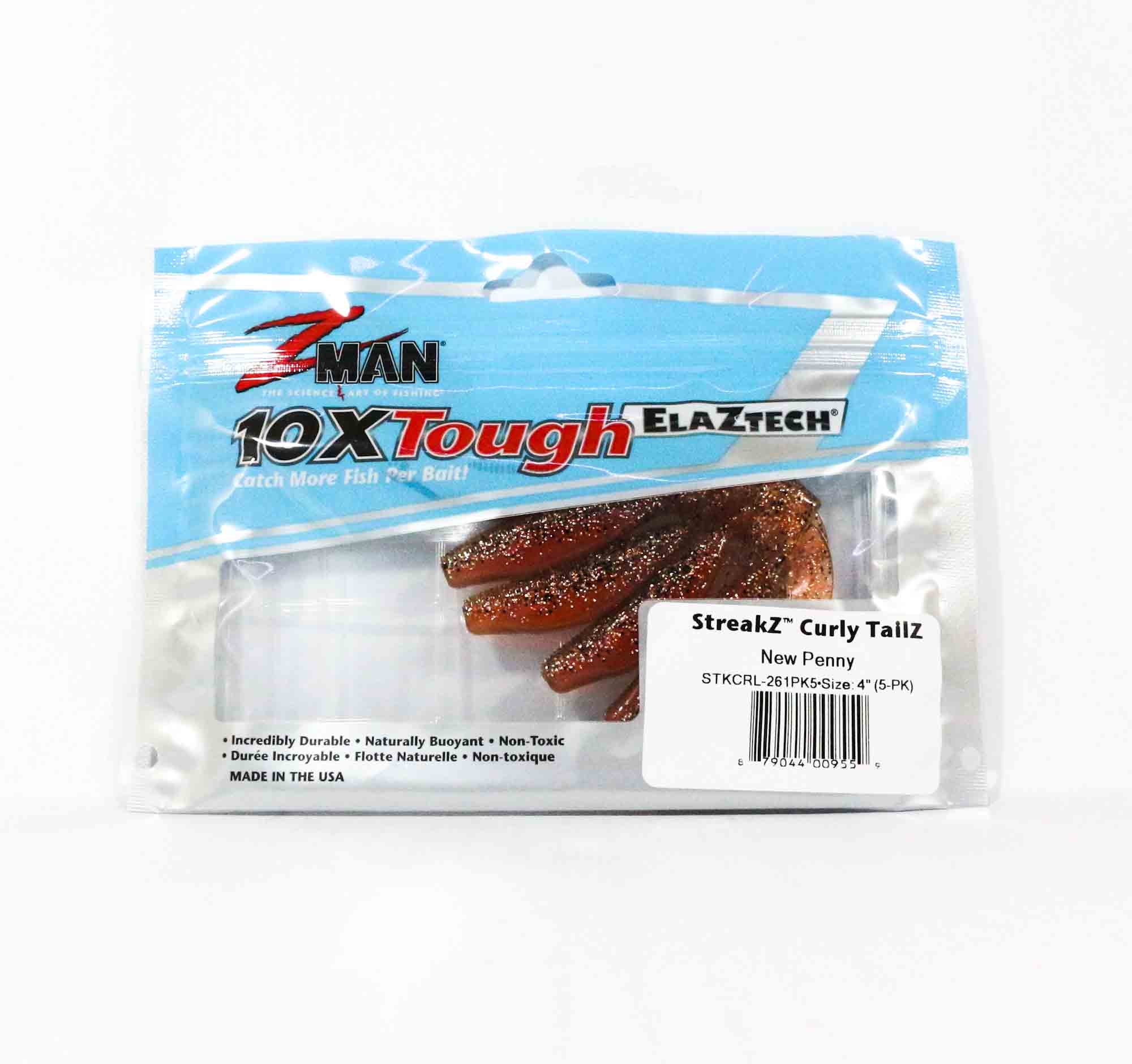 Zman Soft Lure StreakZ Curly TailZ 4 Inch 5/Pack New Penny (9559)