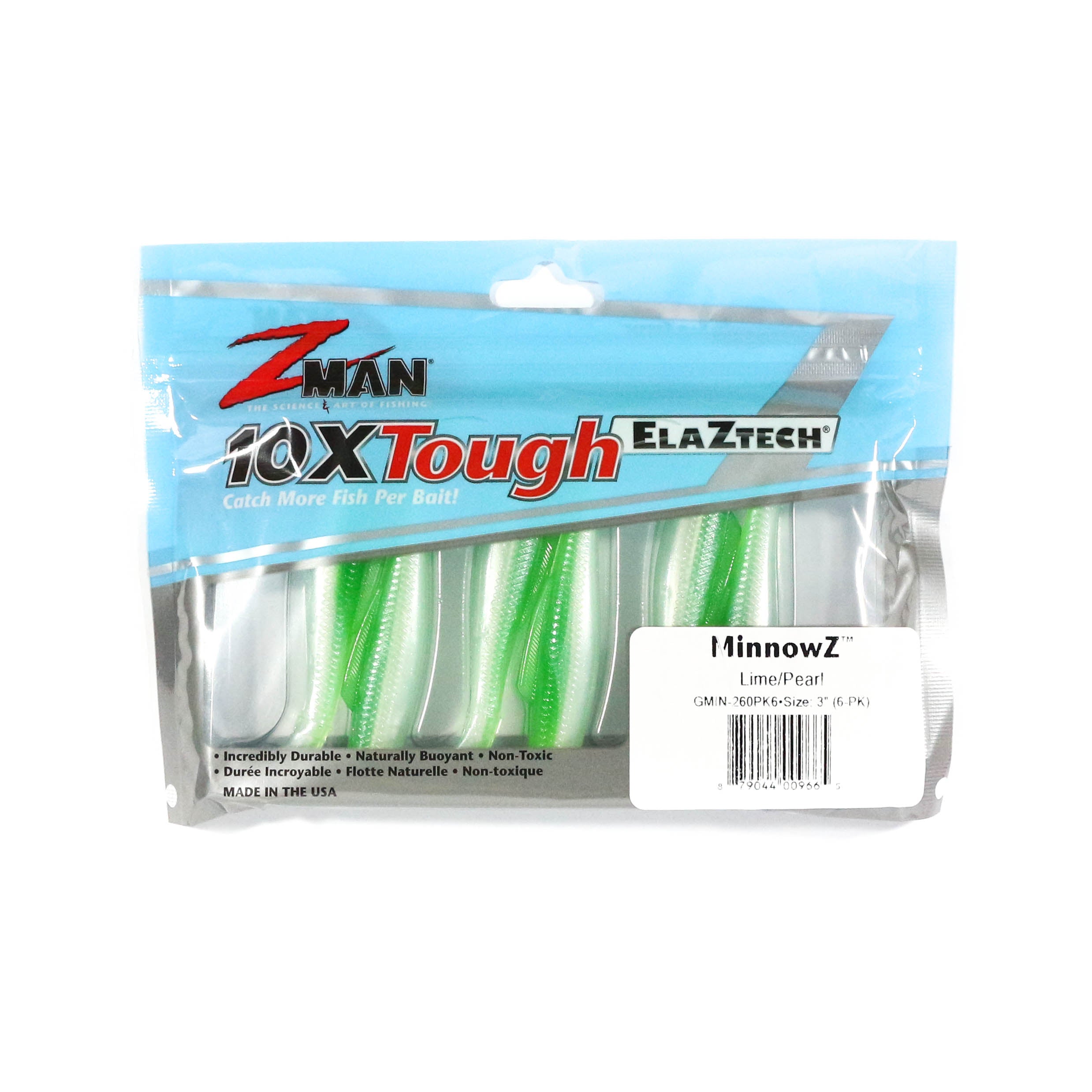 Zman Soft Lure MinnowZ 3 Inch 6/Pack Lime Pearl (9665)