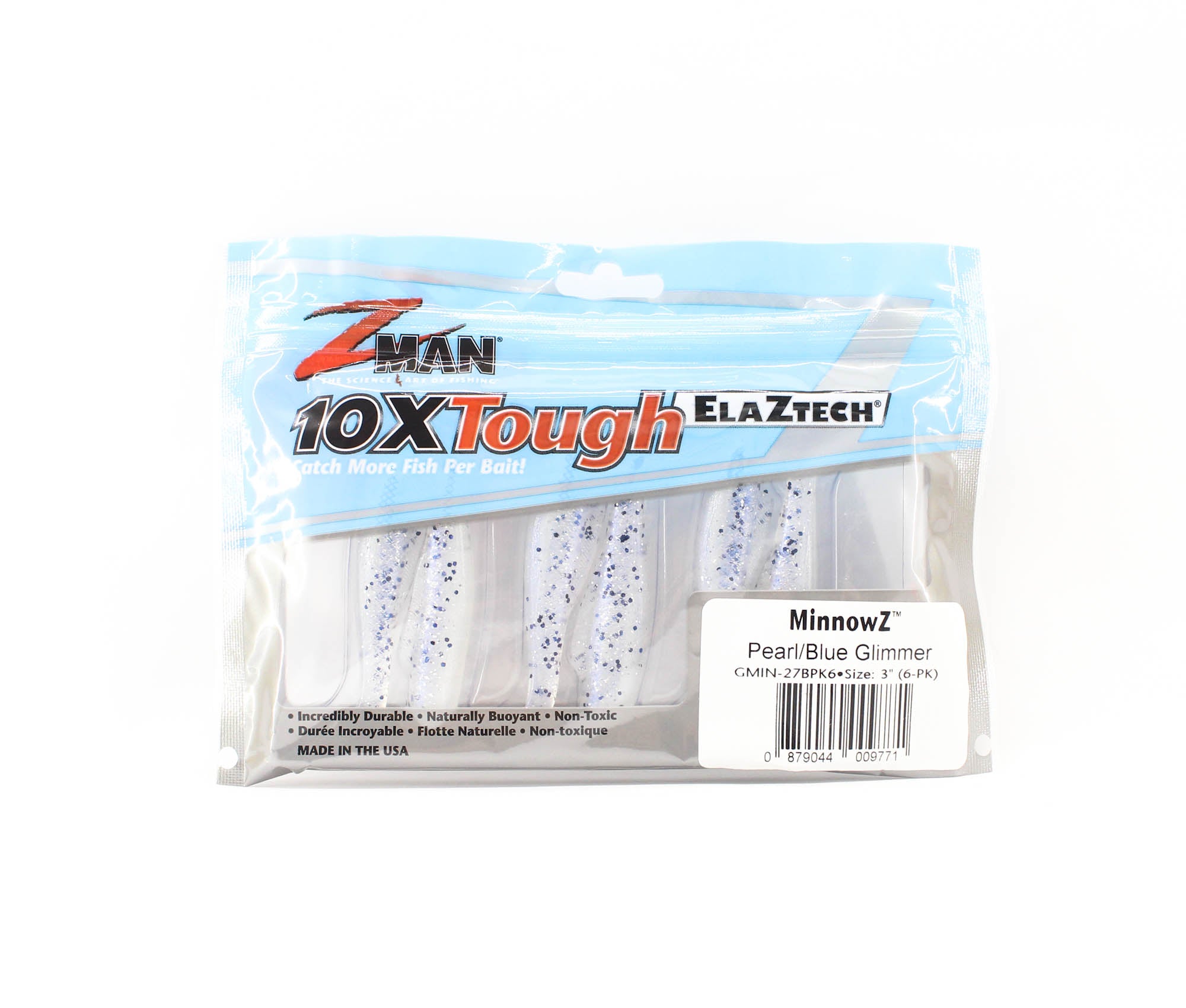 Zman Soft Lure MinnowZ 3 Inch 6/Pack Pearl Blue Glimmer (9771)