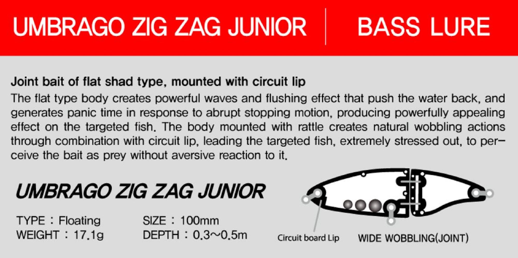 NS Black Hole Umbrago Zig Zag JR 100F SSR Floating Lure 007 (6444)
