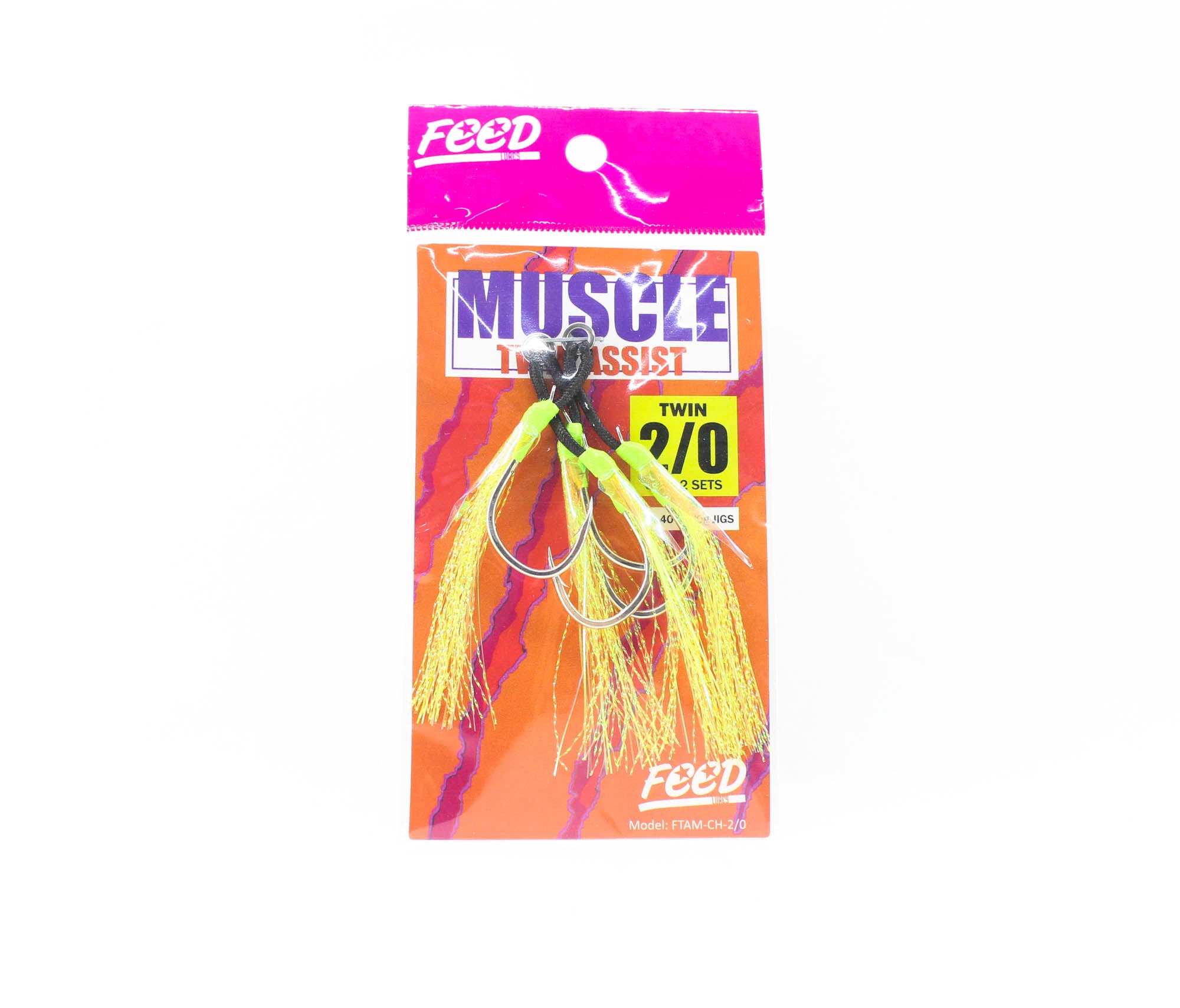 Feed FTAM-CH 2/0 Muscle Chart Twin Assist Hooks Size 2/0 2 set (4703)
