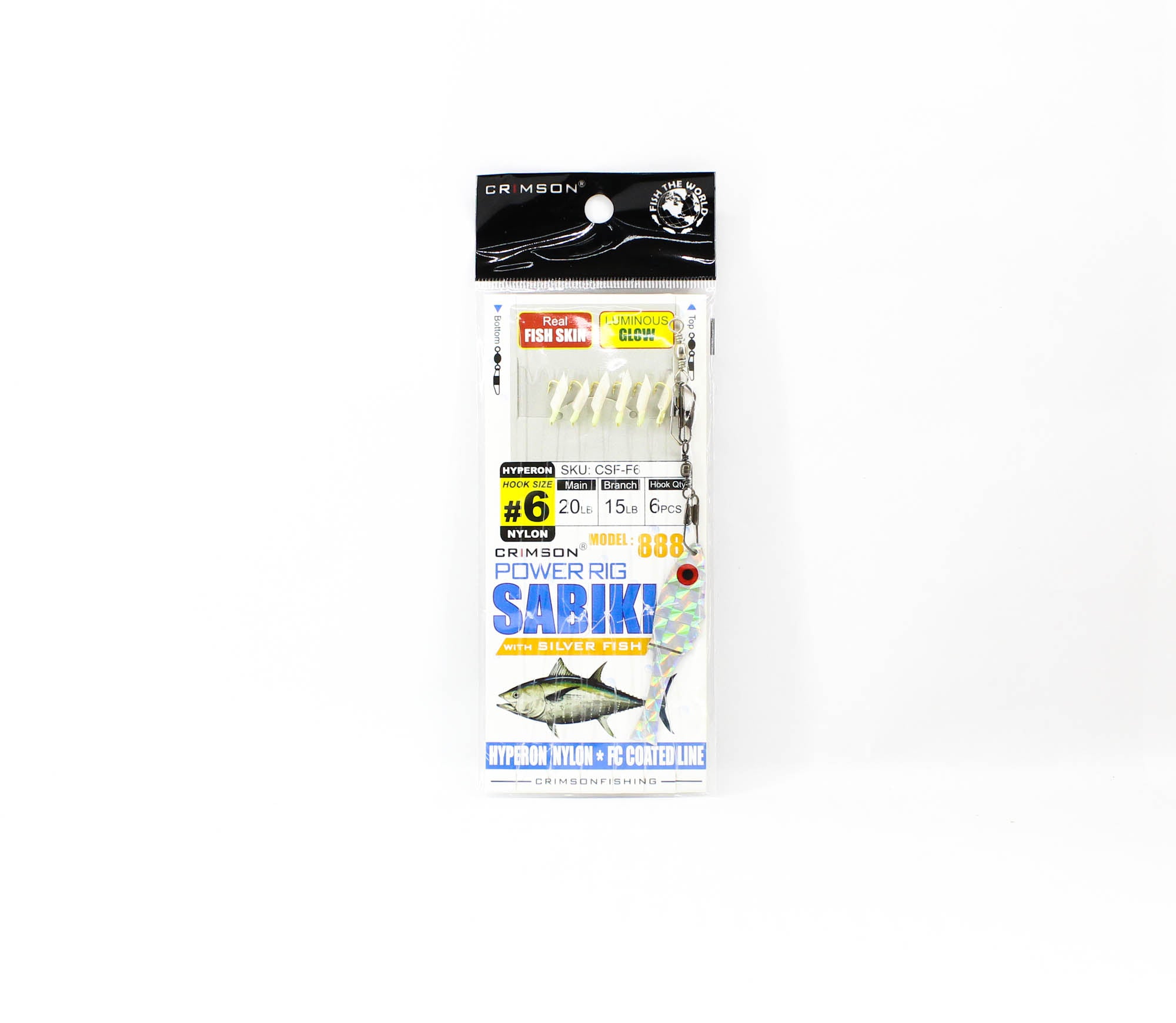 Crimson CSF-F6 Power Rig Sabiki Silverfish Fish Skin Size 6 (5281)