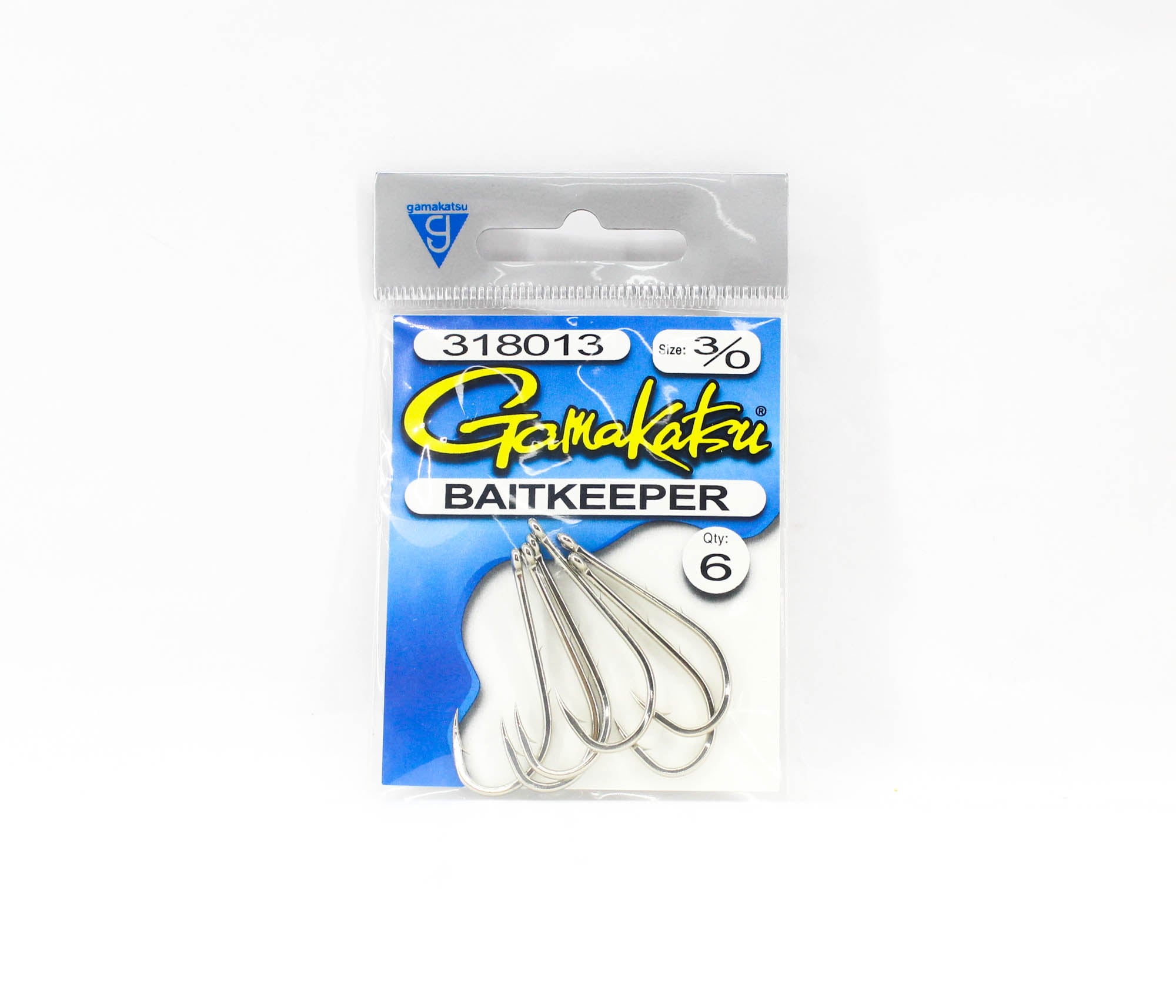 Gamakatsu 318013 Baitkeeper Hook NKL Size 3/0, 6 Per Pack (4319)