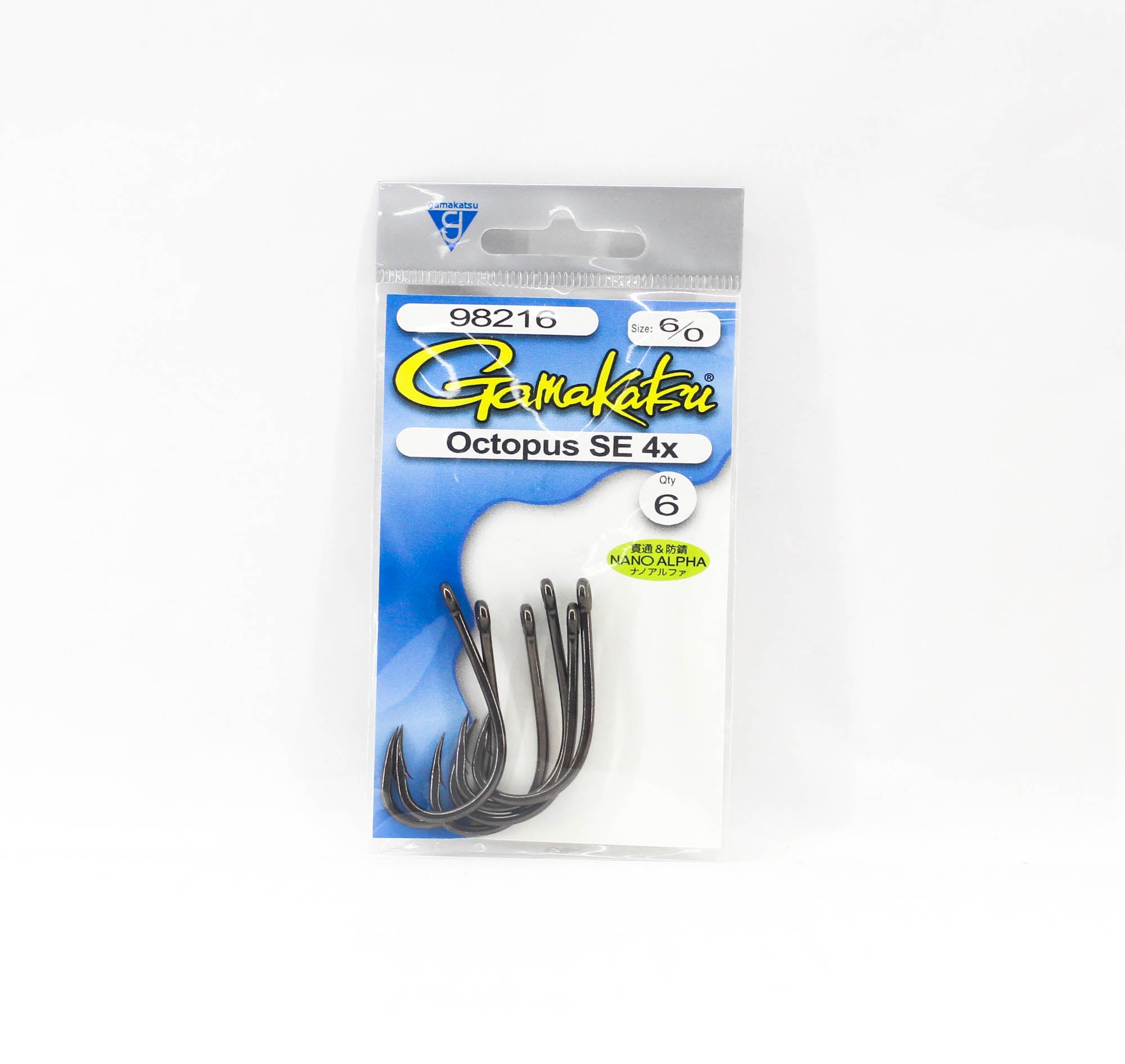 Gamakatsu Octopus Hook SE 4x Nano Alpha Size 6/0, 6 Per Pack (5414)