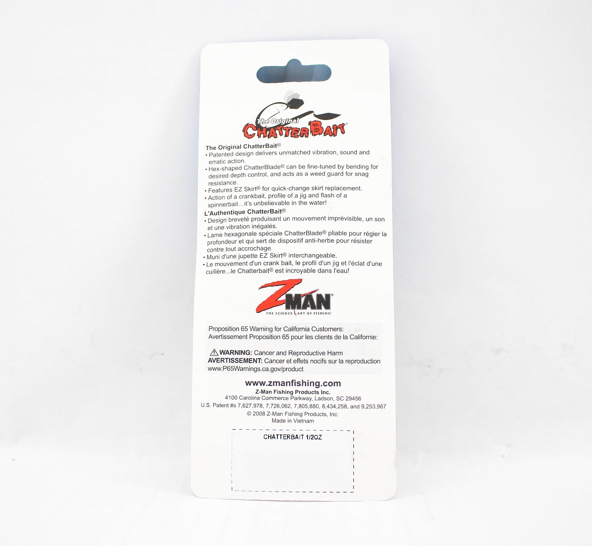 Zman Chatterbait 1/2 oz Sinking Lure Green Pumpkin (0201)