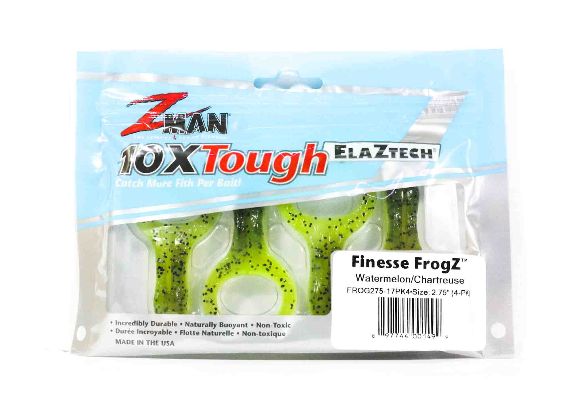 Zman Soft Lure Finesse FrogZ 2.75 Inch 4/Pack Watermelon Chart (1499)