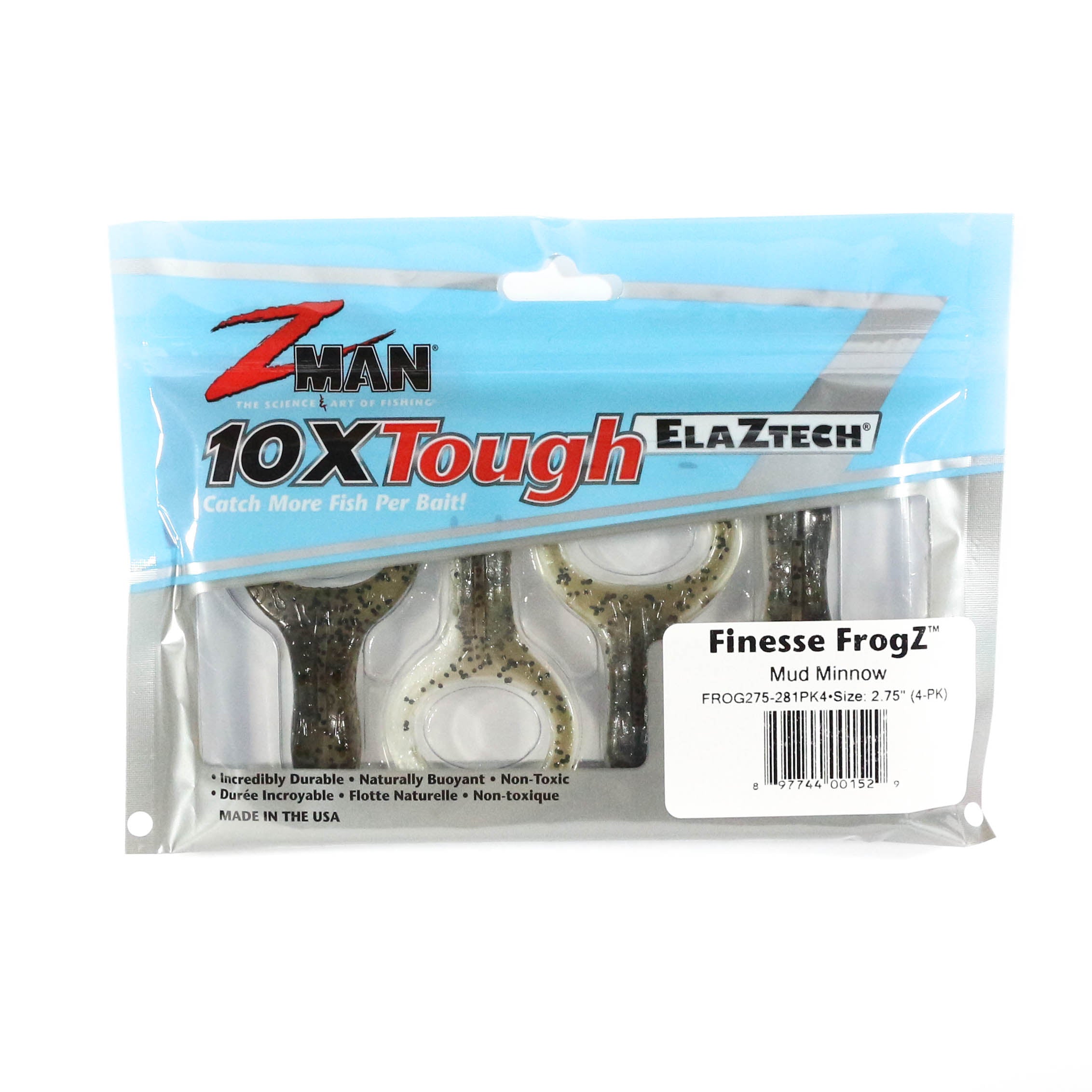 Zman Soft Lure Finesse FrogZ 2.75 Inch 4/Pack Mud Minnow (1529)
