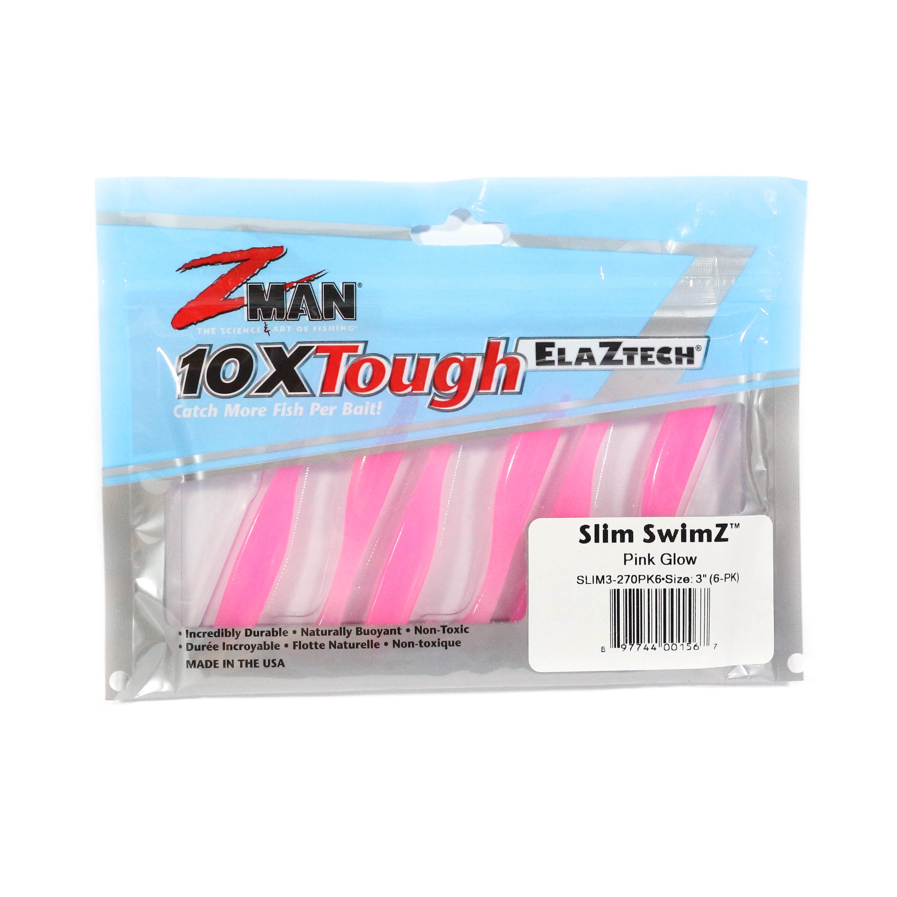 Zman Soft Lure Slim SwimZ 3 Inch 6/Pack Pink Glow (1567)