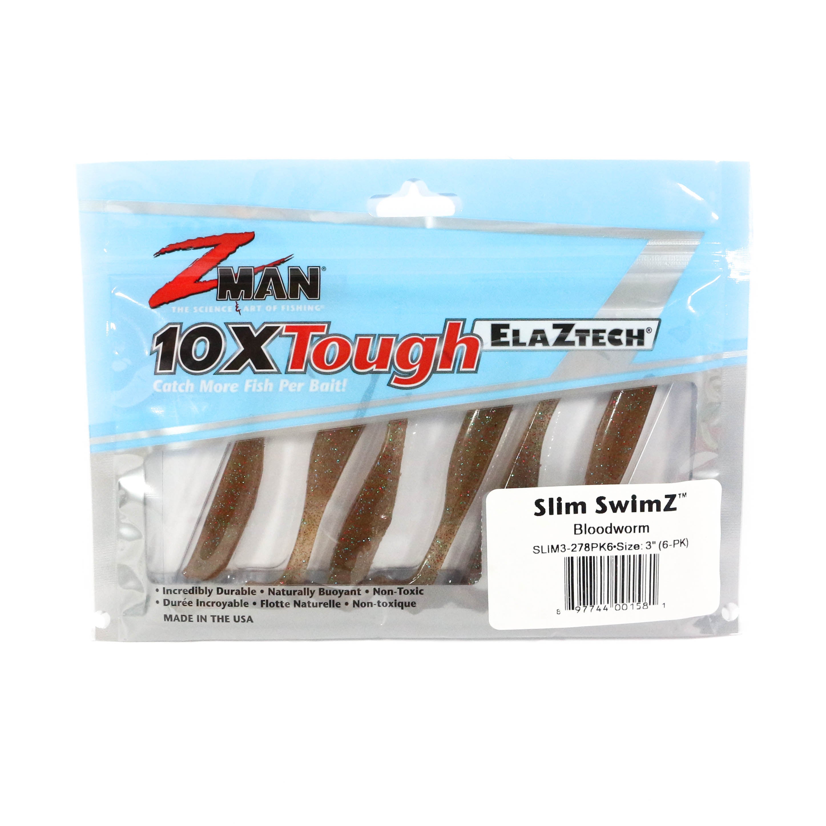 Zman Soft Lure Slim SwimZ 3 Inch 6/Pack Bloodworm (1581)