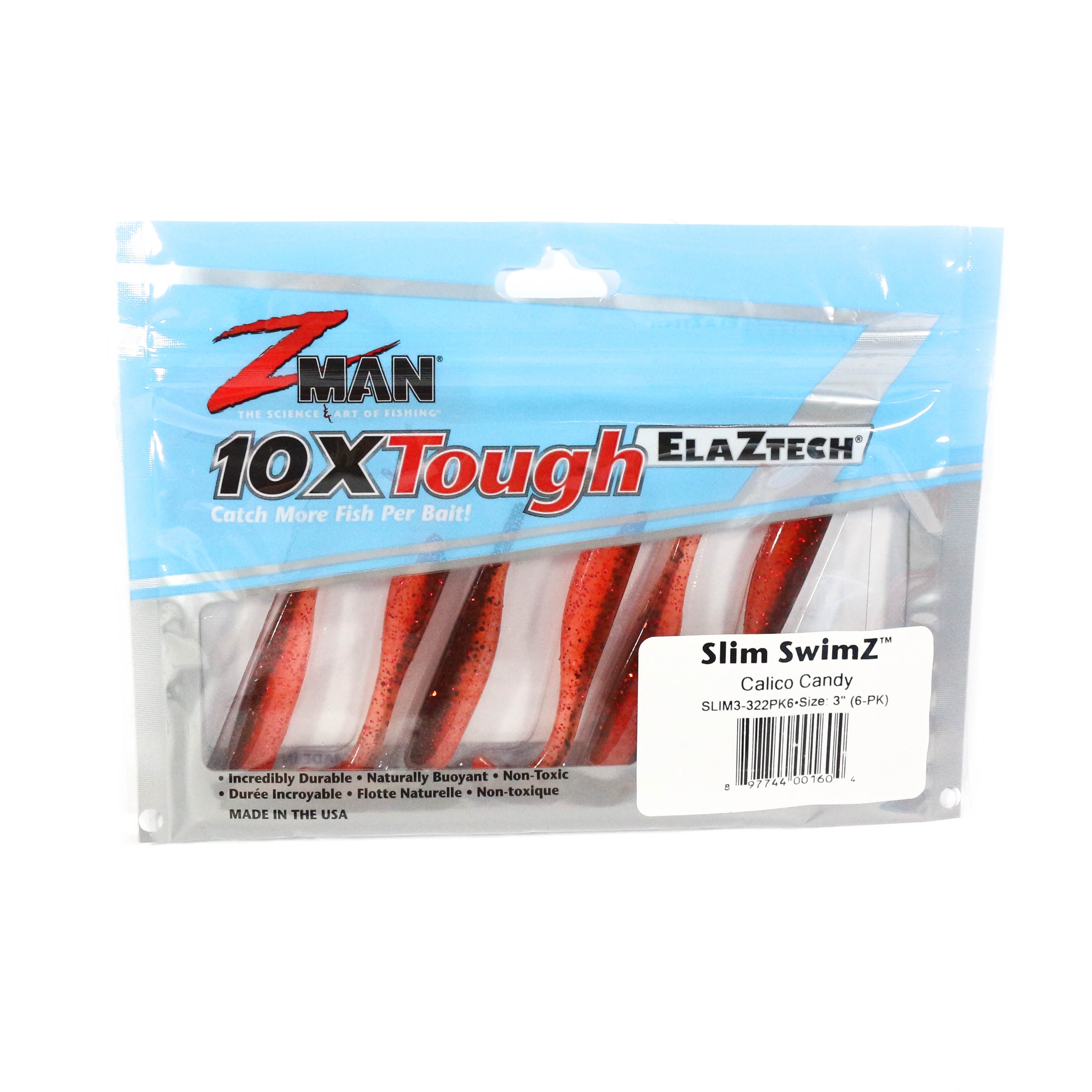 Zman Soft Lure Slim SwimZ 3 Inch 6/Pack Calico Candy (1604)