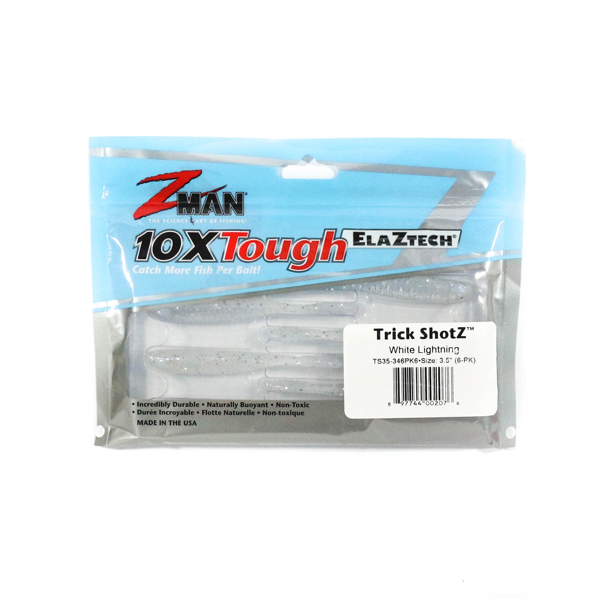 Zman Soft Lure Trick ShotZ 3.5 Inch 6/Pack White Lightning (2076)