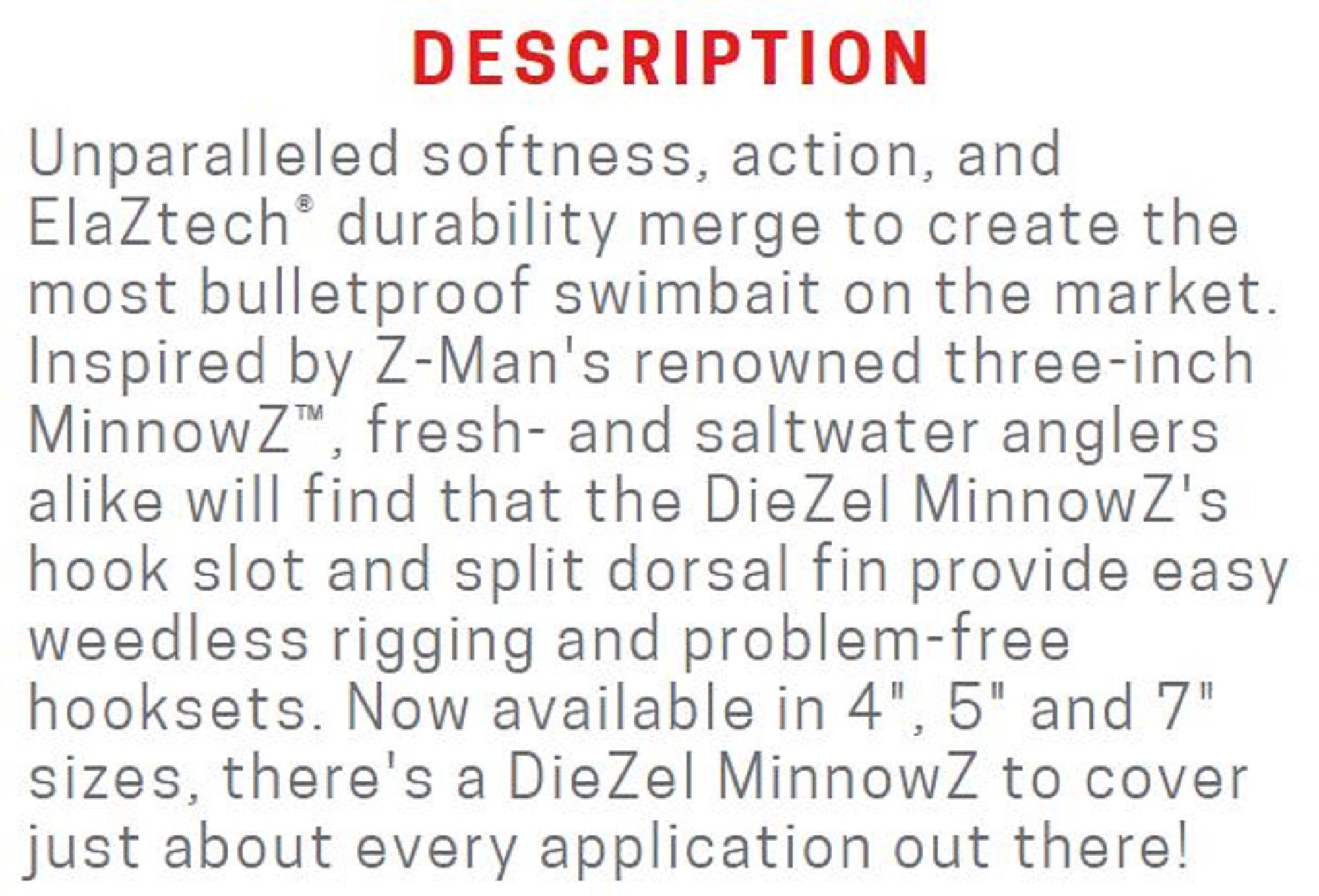 Zman Soft Lure Diezel MinnowZ 4 Inch 5/Pack Smelt (3691)