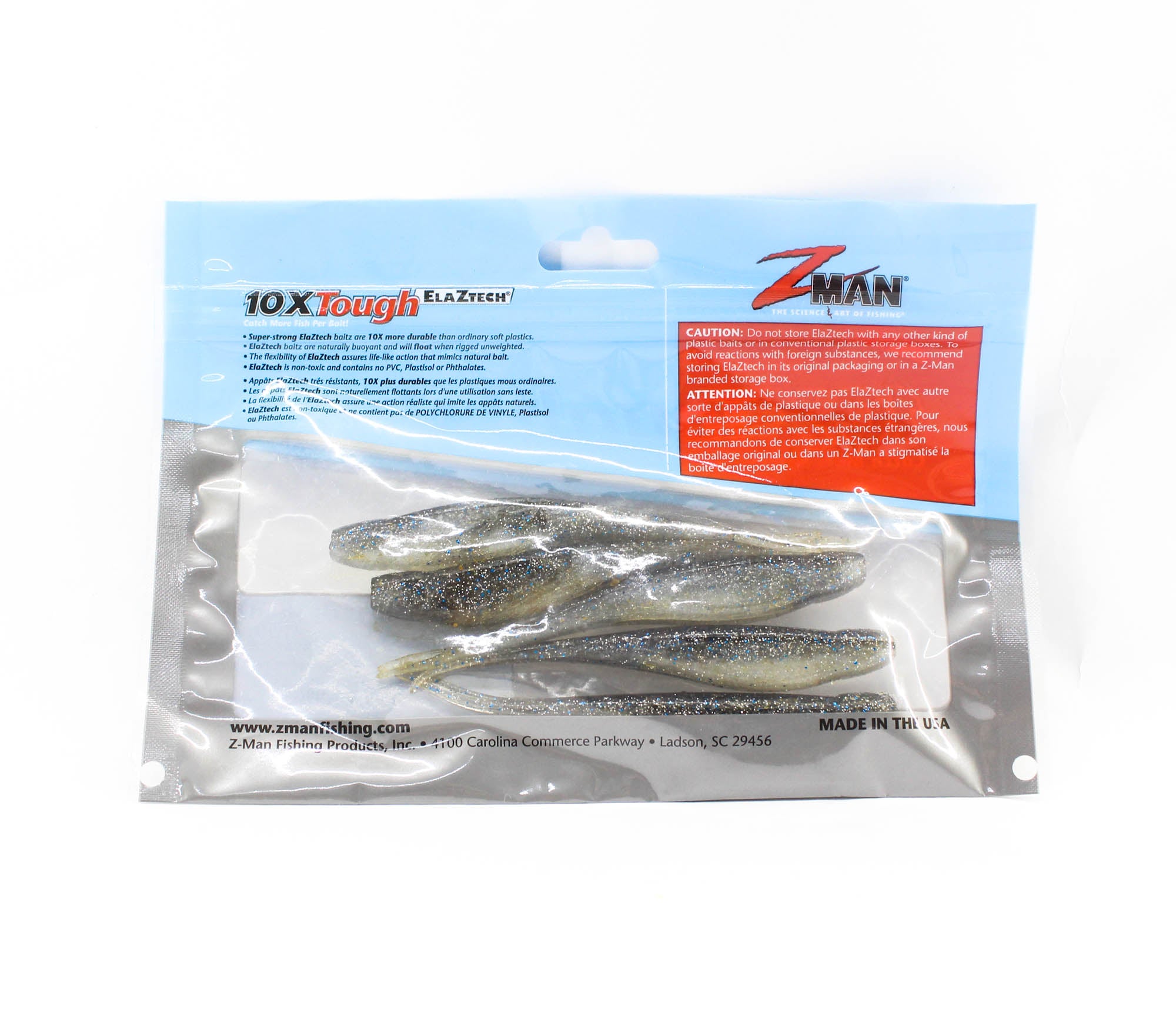 Zman Soft Lure Jerk ShadZ 4 Inch 5/Pack Smoky Shad (4407)