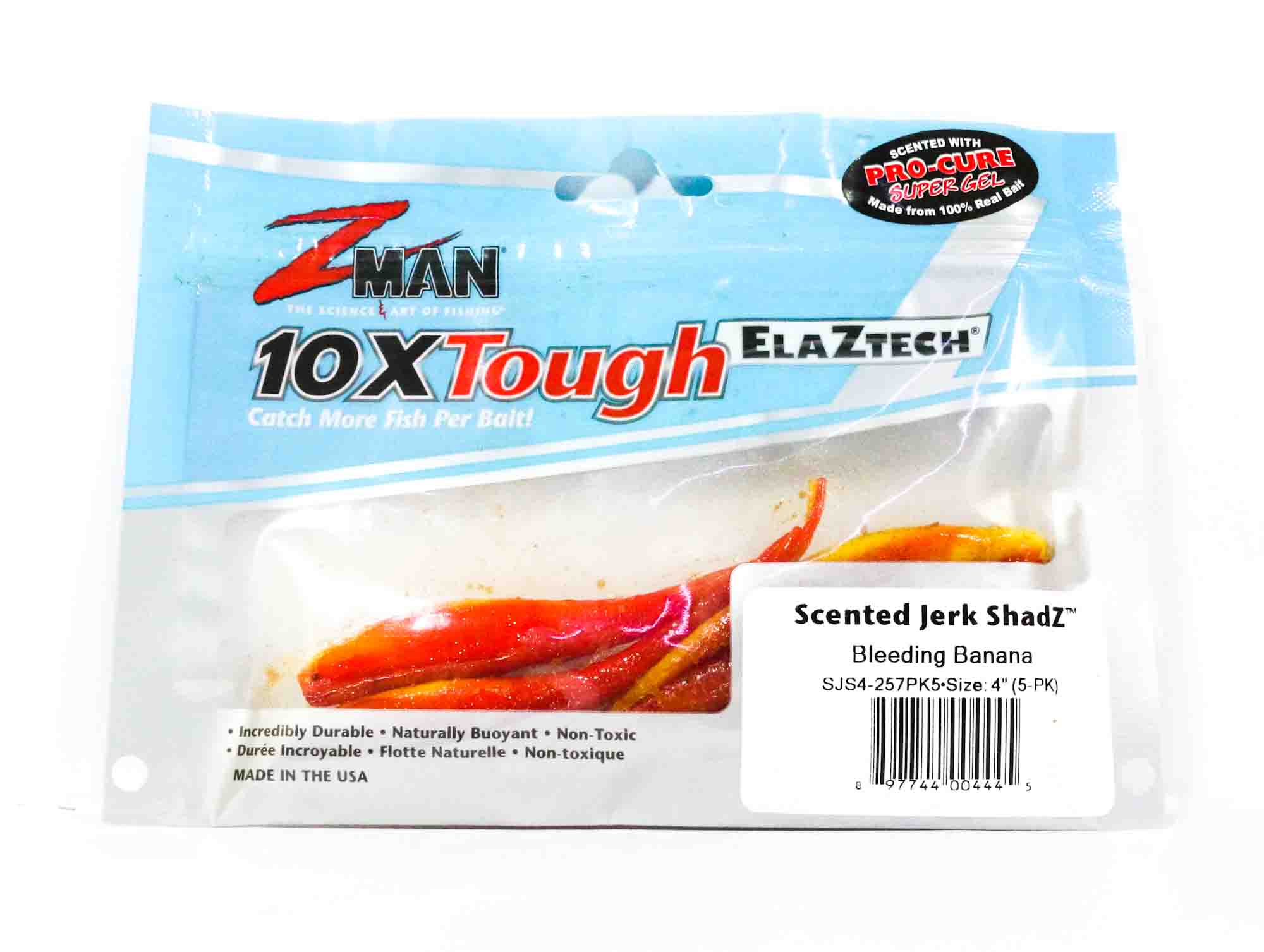 Zman Soft Lure Jerk ShadZ 4 Inch 5/Pack Bleeding Banana (4445)