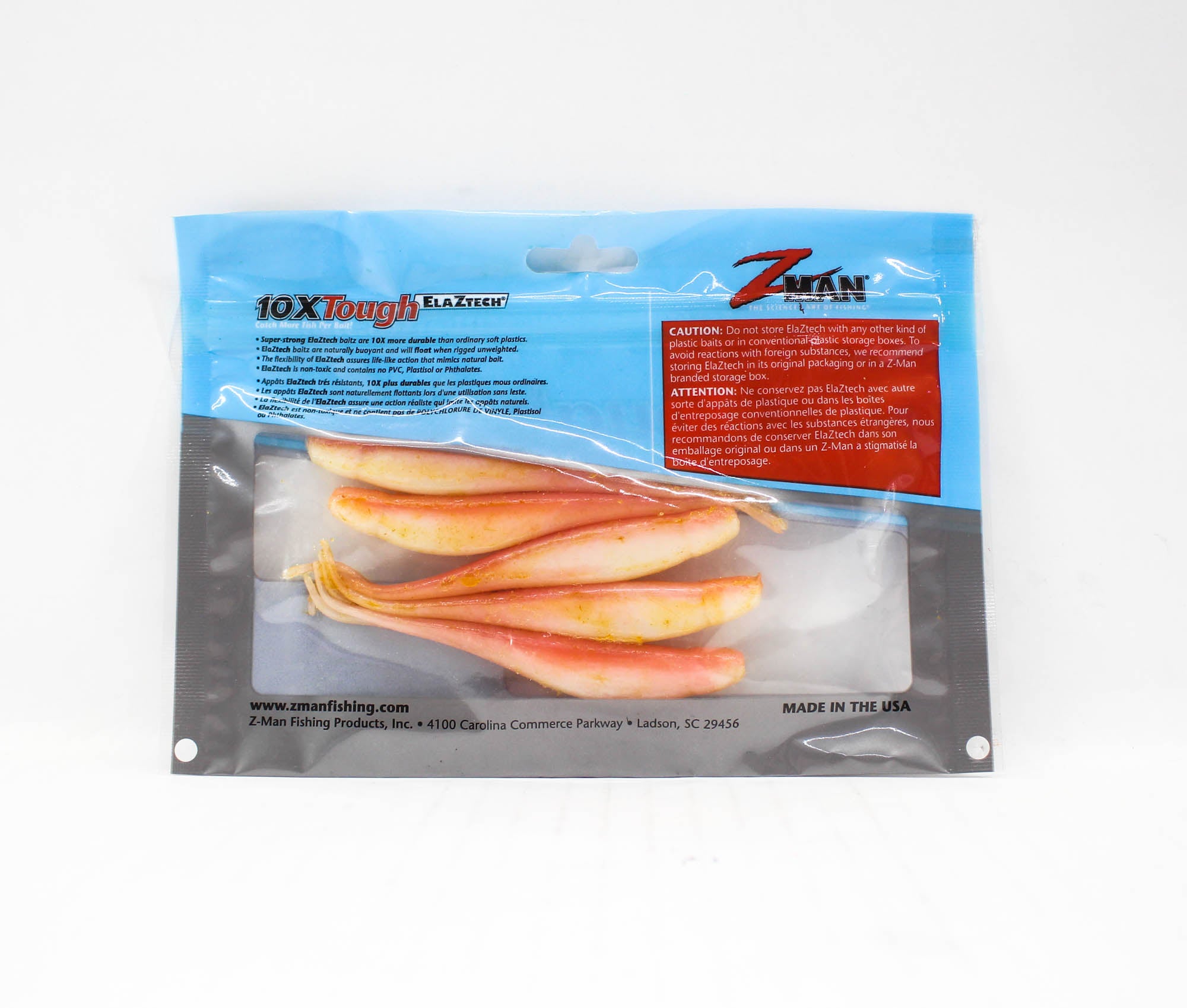 Zman Soft Lure Jerk ShadZ Scented 4 Inch 5/Pack Coconut Ice Glow (4452)
