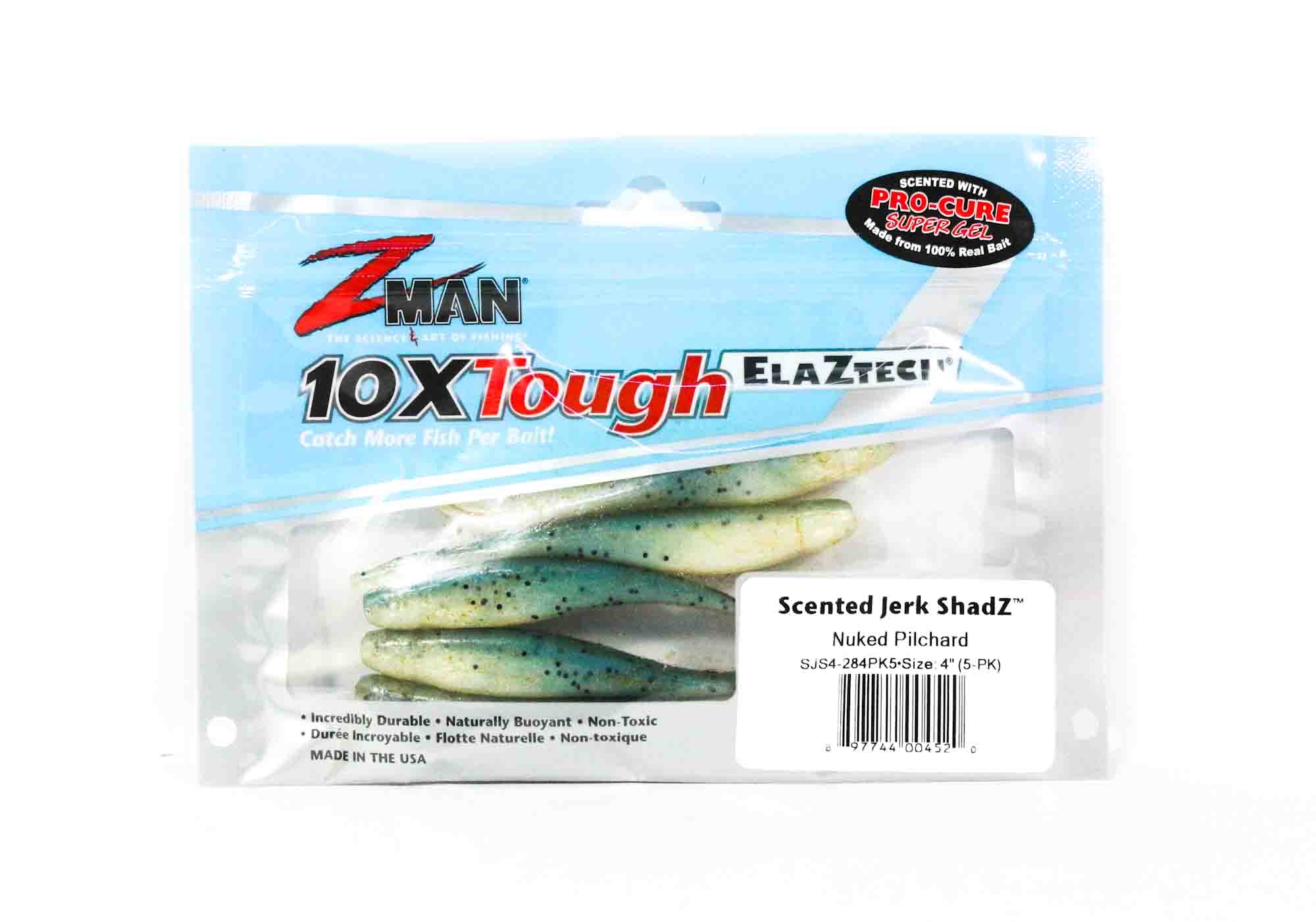 Zman Soft Lure Jerk ShadZ 4 Inch 5/Pack Nuked Pilchard Glow (4520)