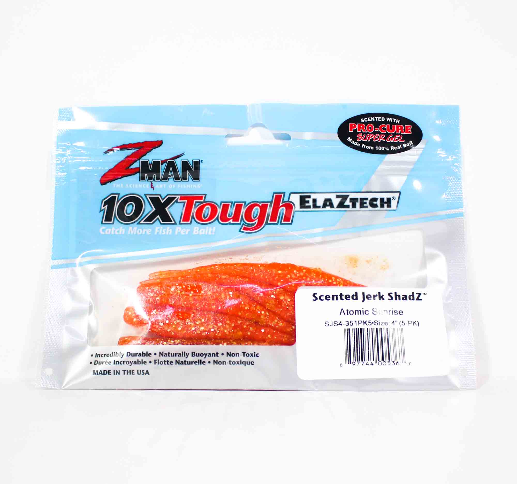 Zman Soft Lure Jerk ShadZ 4 Inch 5/Pack Atomic Sunrise (5367)
