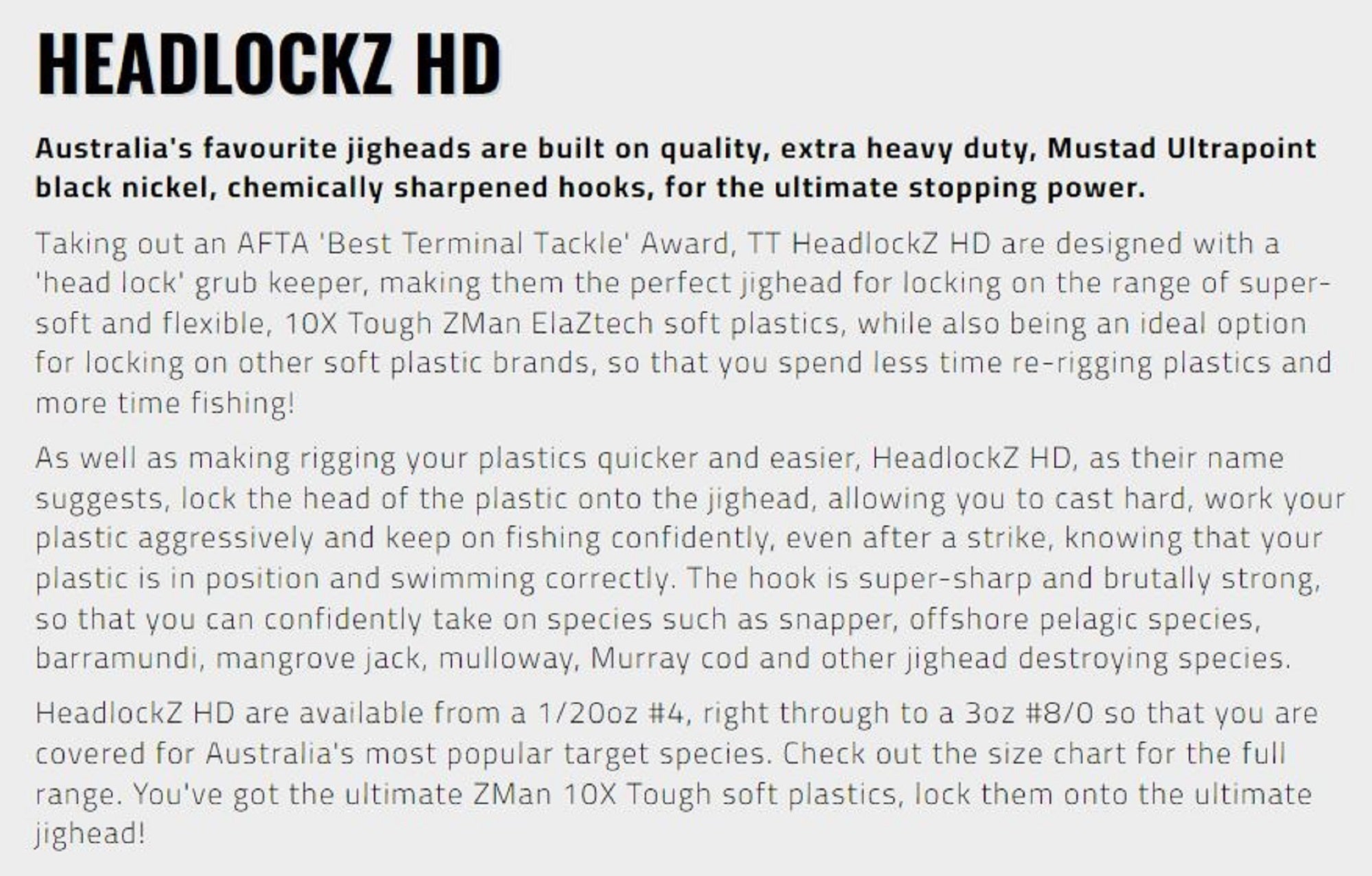 Tackle Tactics TT Headlockz HD Jig Head 1/6 oz 1/0 H 6/pack (3061)