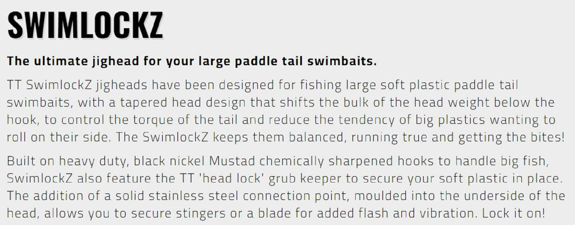 Tackle Tactics TT Swimlockz HD Jig Head 3/8 oz 5/0 H 4/pack (4150)