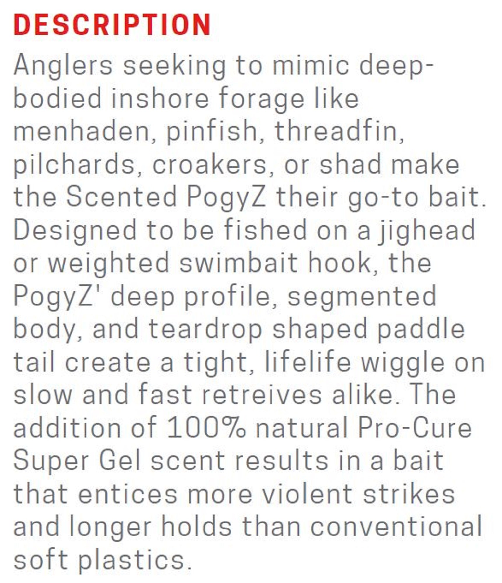 Zman Soft Lure Scented PogyZ 3 Inch 5/Pack Smokey Shad (1422)