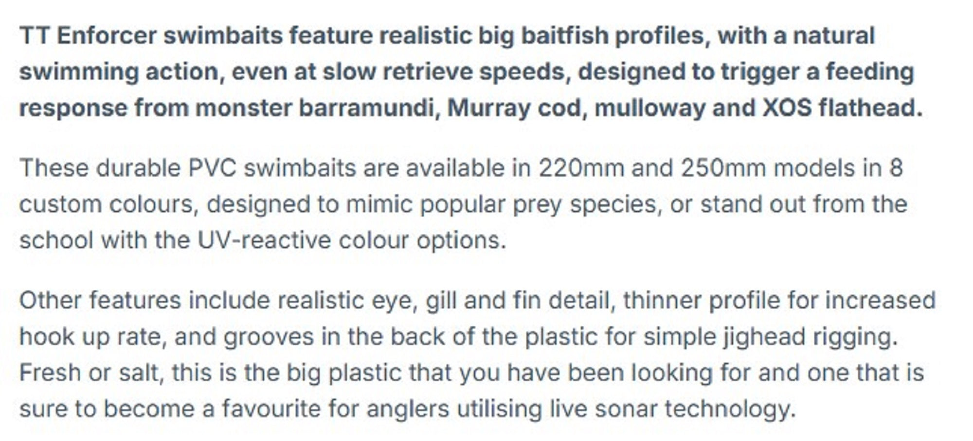 Tackle Tactics TT Soft Lure Enforcer Swimbait 190mm Carp (2410)