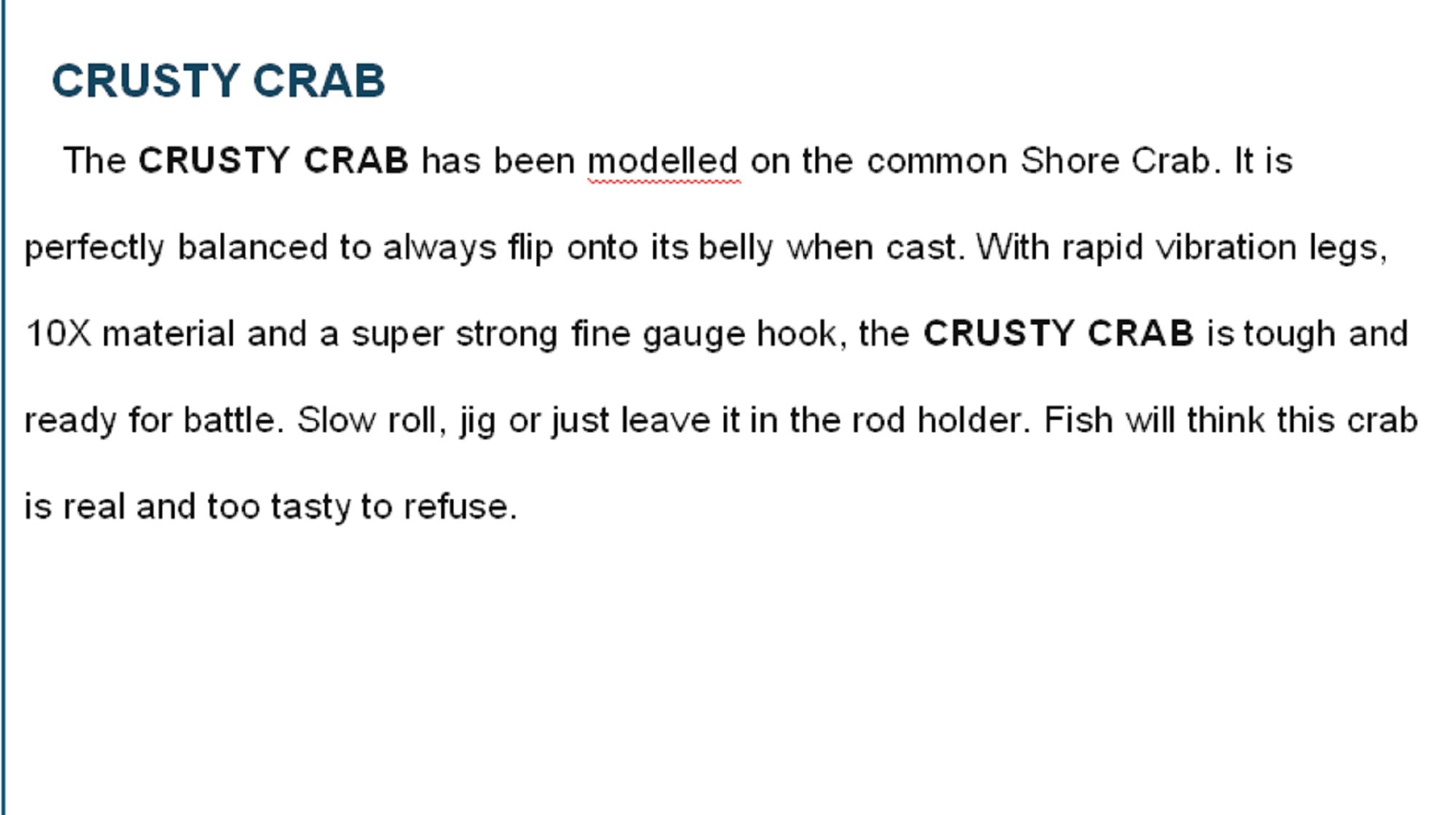 Chasebaits Crusty Crab 50 mm 4.5 grams Sinking Lure 06 (7590)