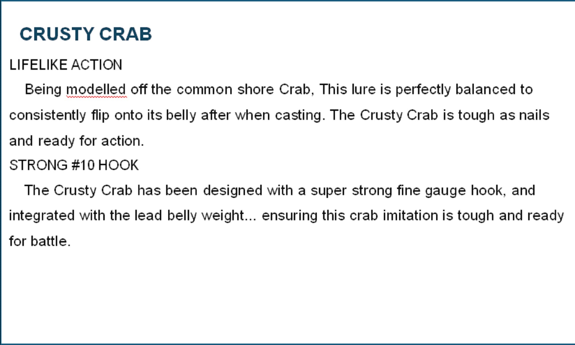 Chasebaits Crusty Crab 50 mm 4.5 grams Sinking Lure 06 (7590)