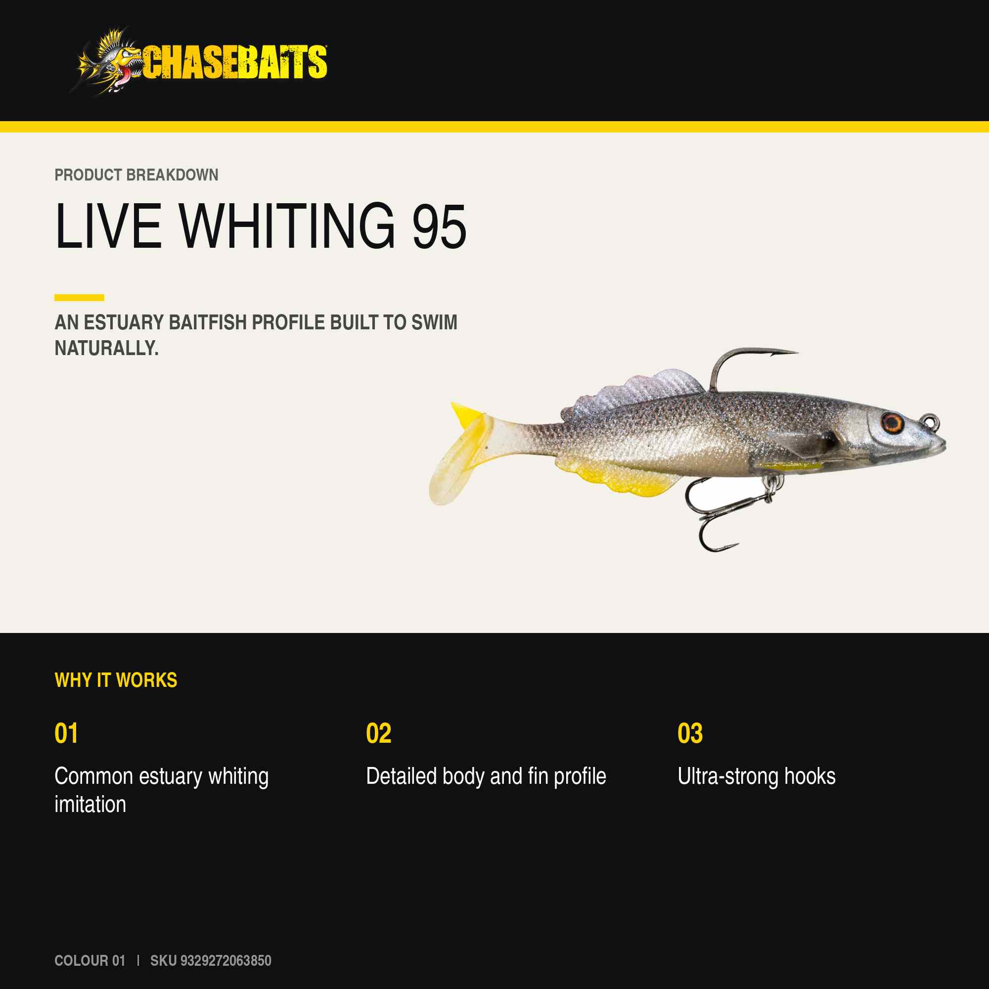 Chasebaits Live Whiting 95mm 13 grams Sinking Lure 02 (3867)