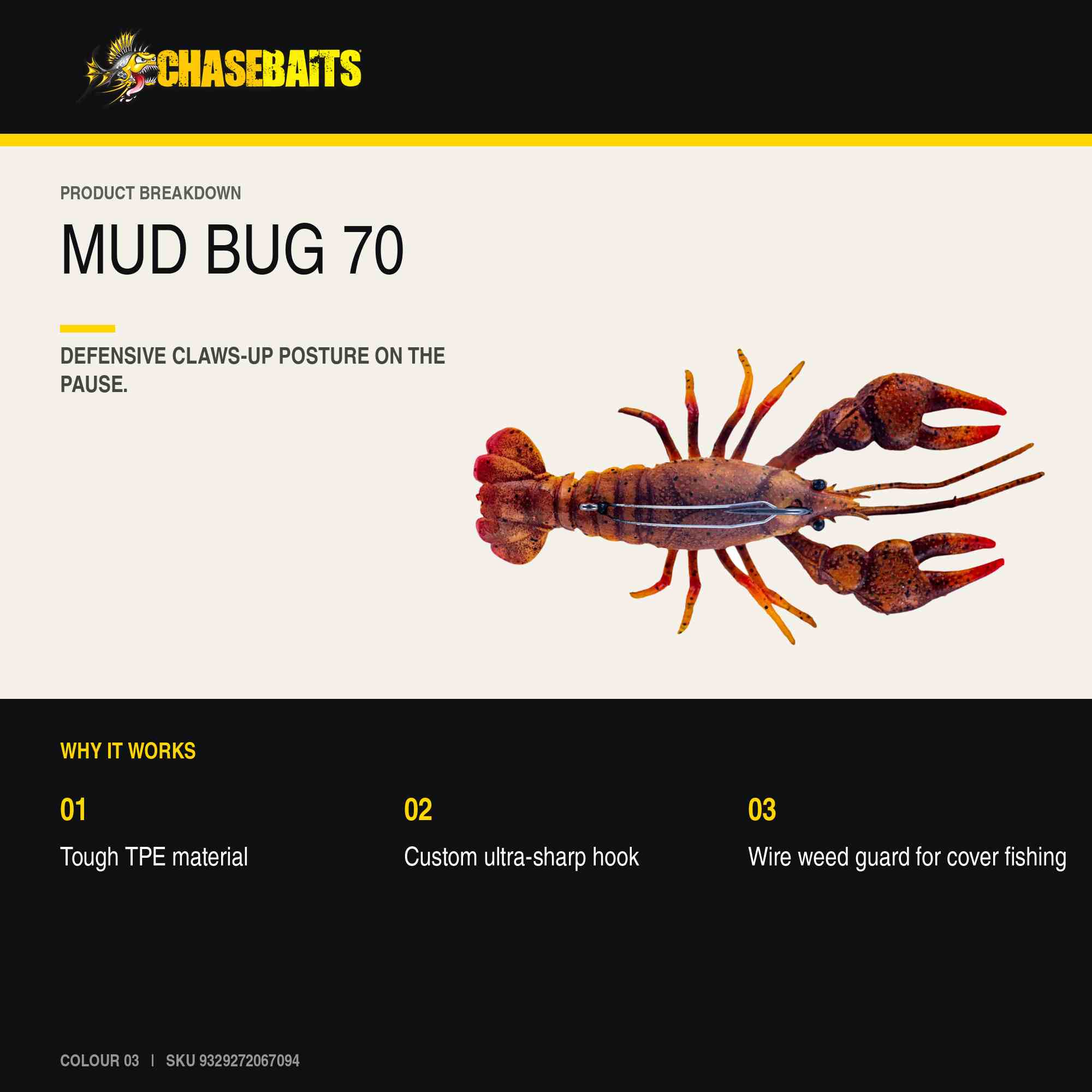 Chasebaits Mud Bug 70mm Sinking Lure 03 (7094)