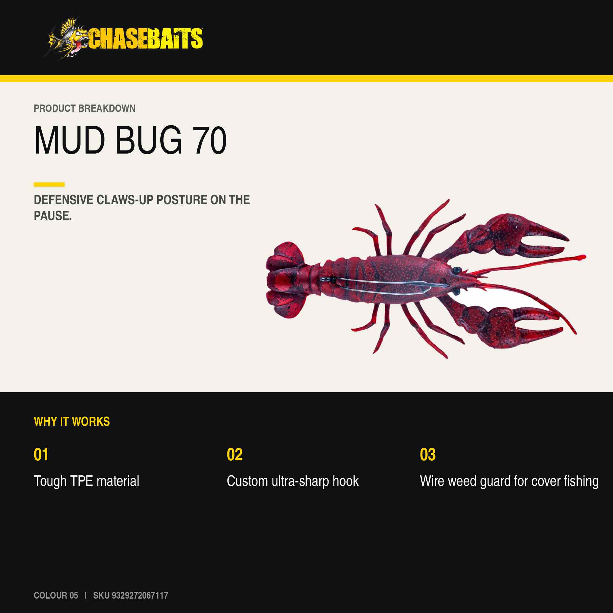 Chasebaits Mud Bug 70mm Sinking Lure 05 (7117)