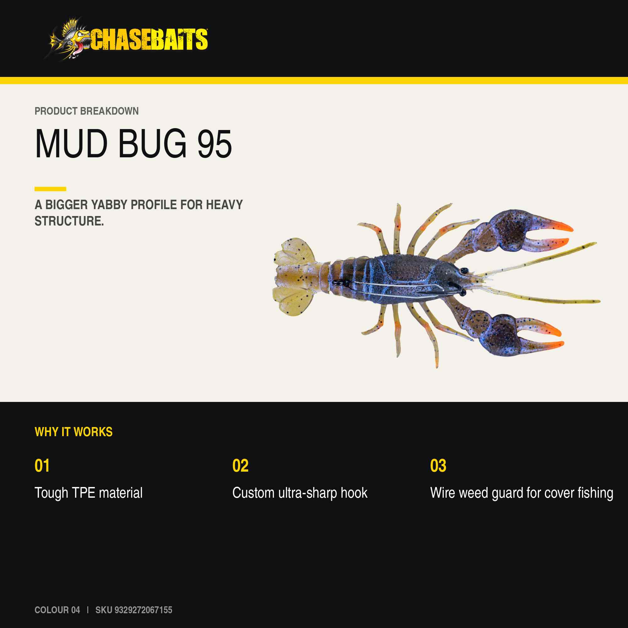 Chasebaits Mud Bug 95mm Sinking Lure 04 (7155)
