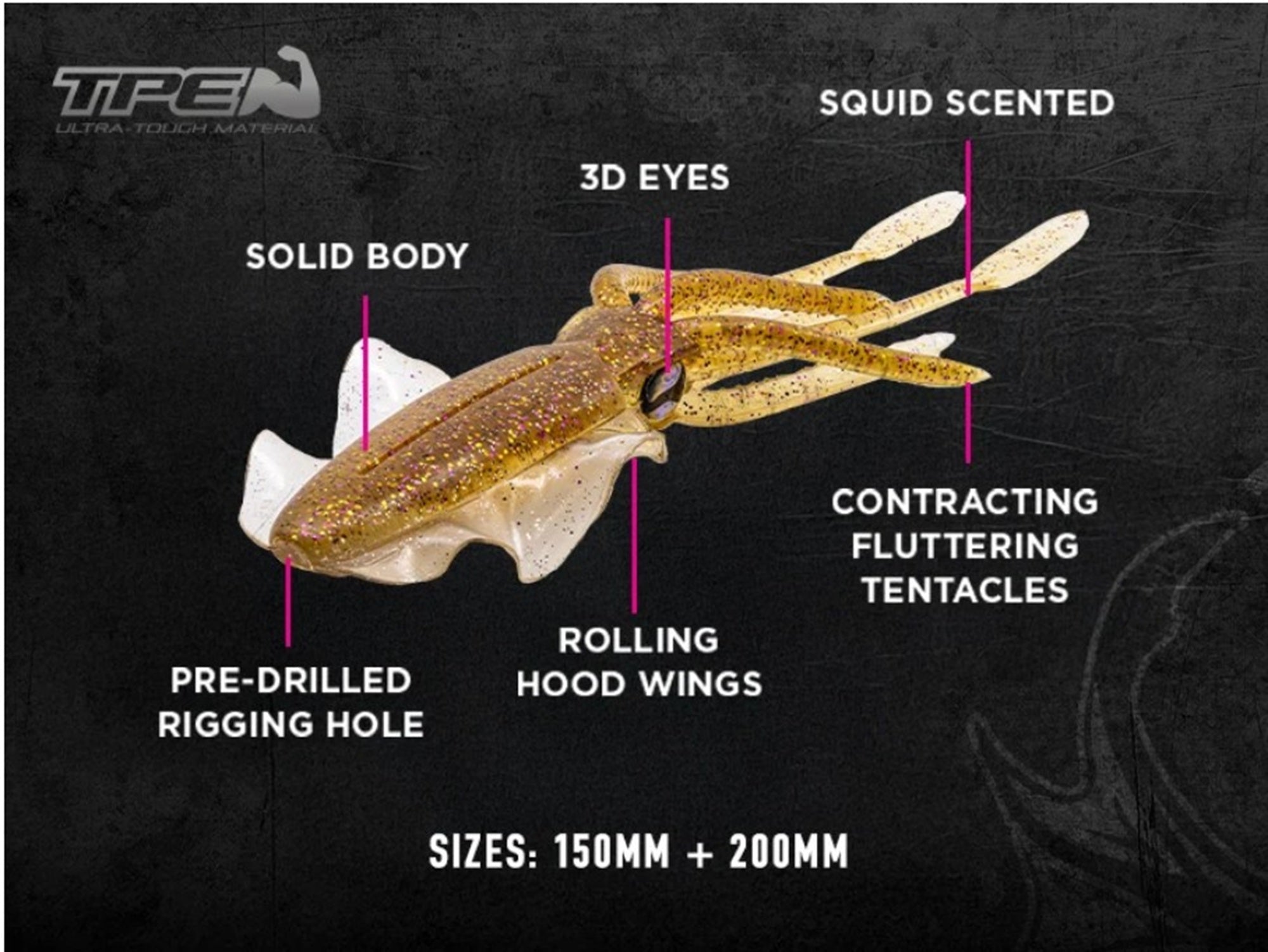Sale Chasebaits Ultimate Squid 150 mm Sinking Lure 5/pack (7179)