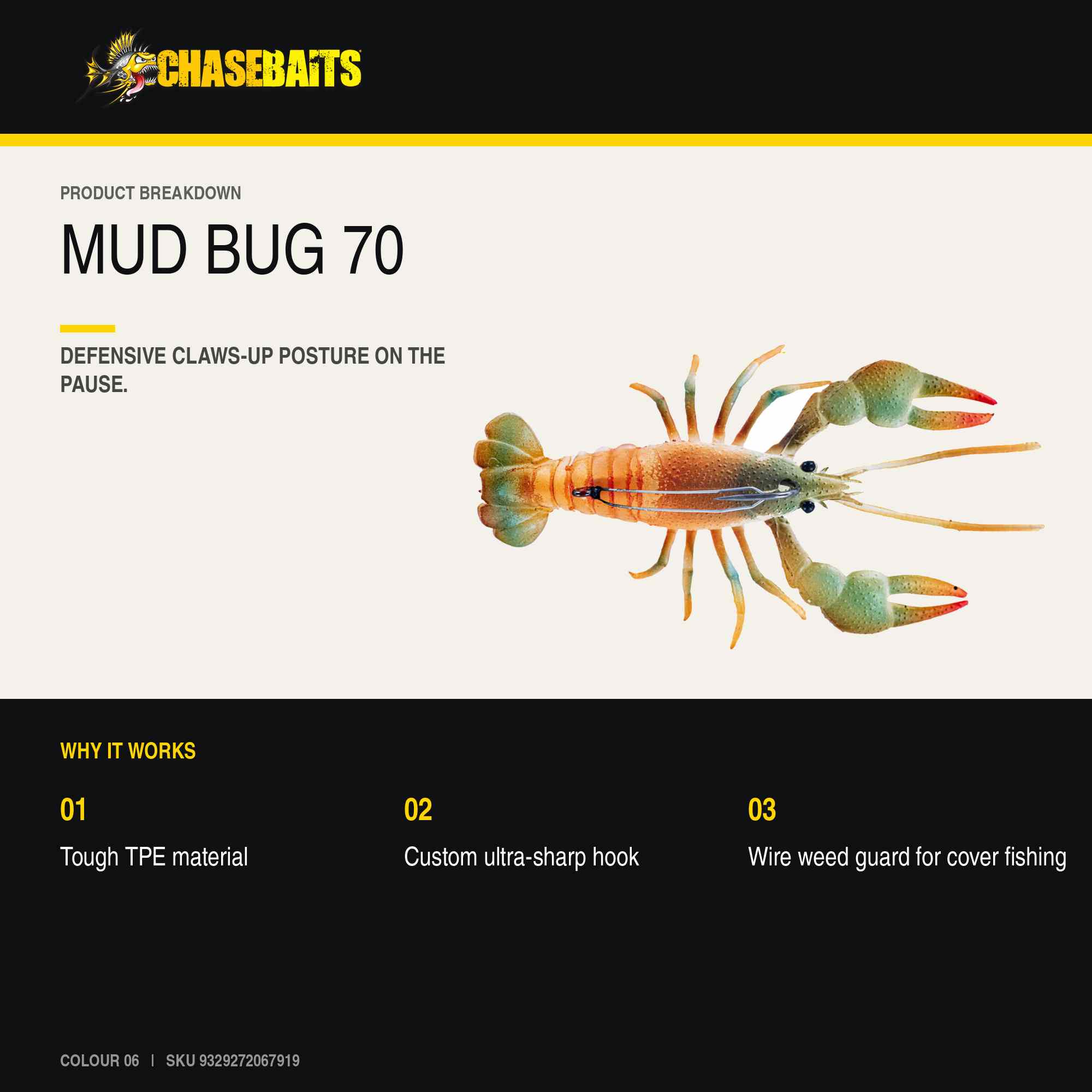 Chasebaits Mud Bug 70mm Sinking Lure 06 (7919)
