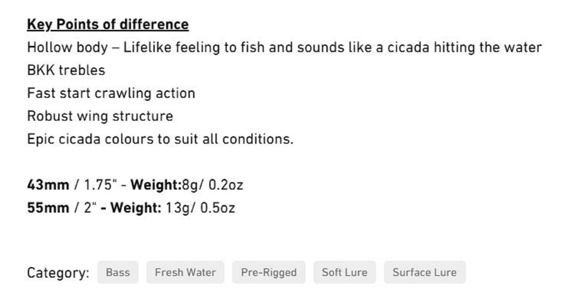 Chasebaits Ripple Cicada 43 mm Floating Lure 07 (8343)