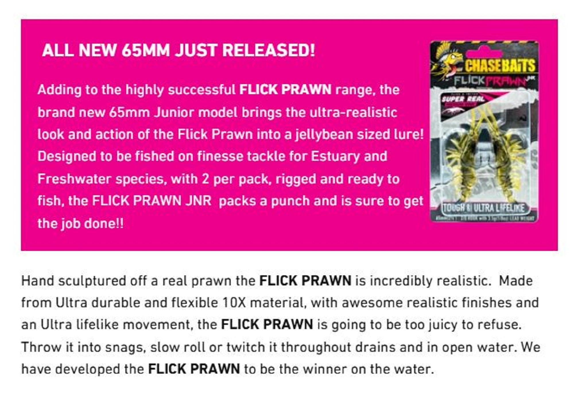 Chasebaits Flick Prawn Heavy 95 mm 7 grams Sinking Lure 02 (8381)