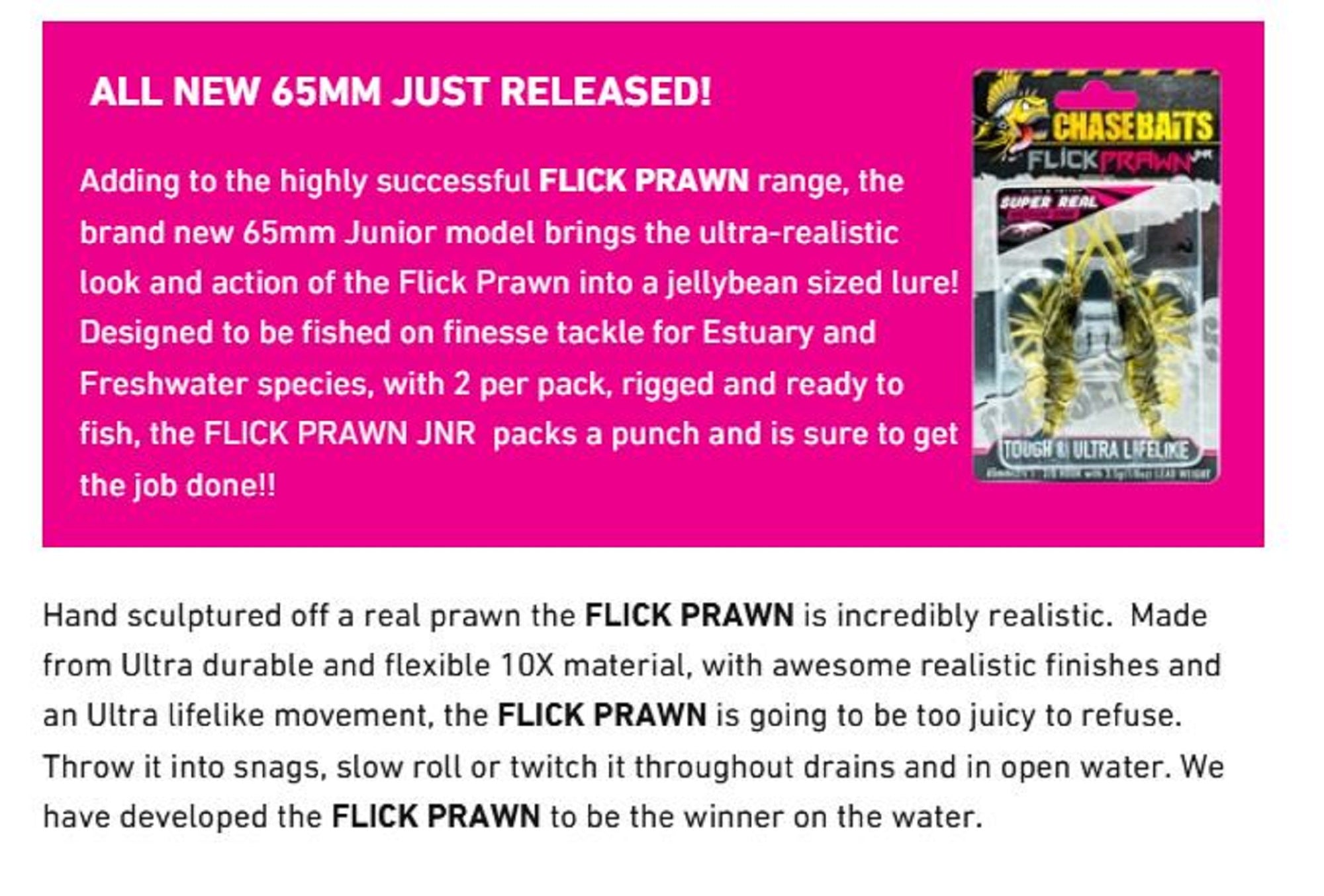 Chasebaits Flick Prawn Heavy 125 mm 15 grams Sinking Lure 04 (8459)