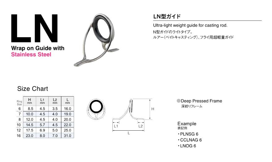 Fuji PLNSG Size 6 Rod Guide Stainless Frame SIC x 1 (1974)