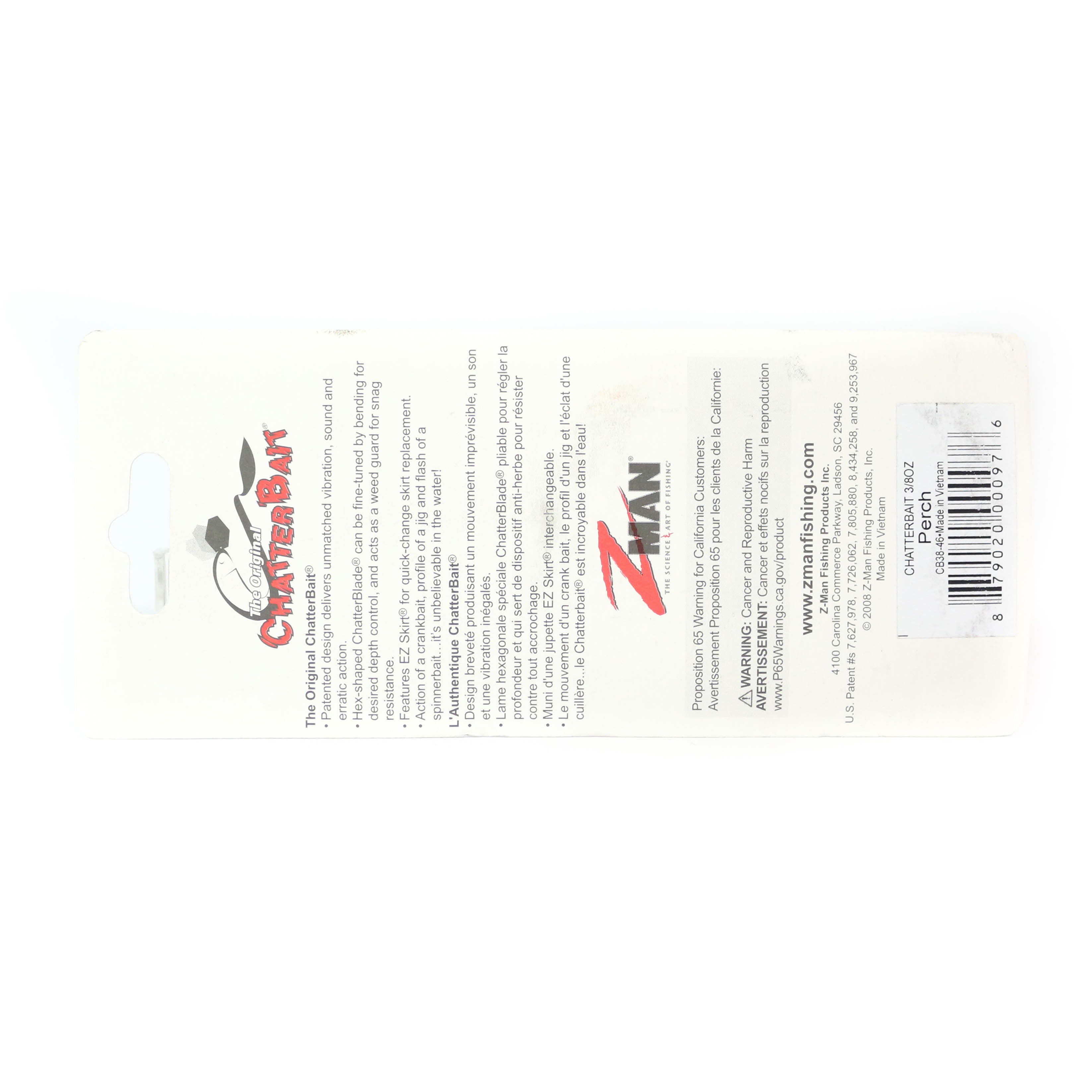 Zman Chatterbait 3/8 oz Sinking Lure Frog (0348)