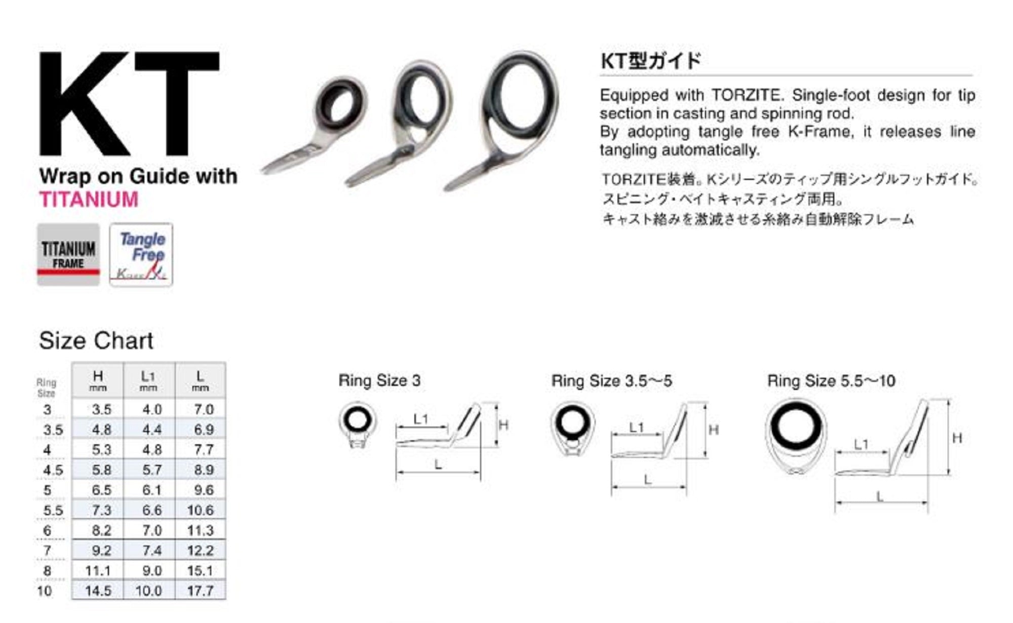 Fuji T-KTSG Size 4 Rod Guide Titanium Frame SIC x 1 (6544)