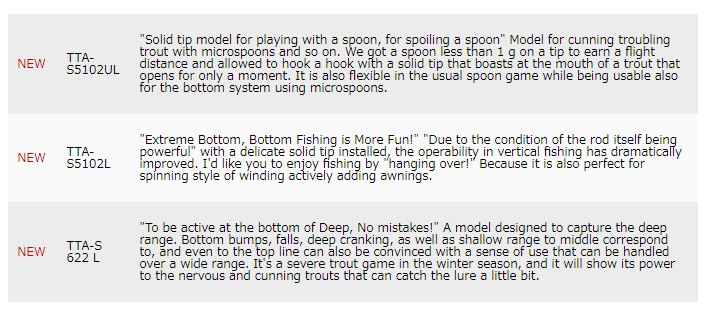 Major Craft Troutino Series Spinning Rod TTA S5102 L (8367)